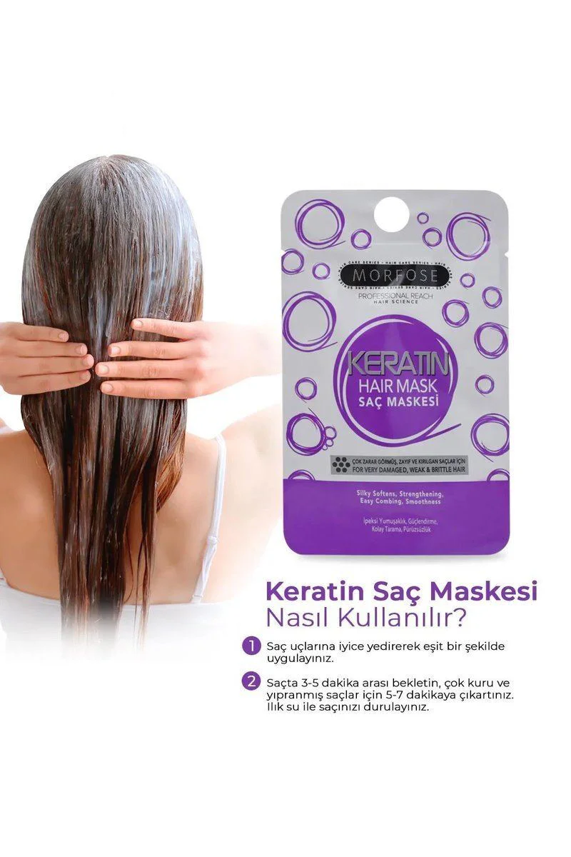 Keratin Saç Maskesi 25 ML (24 Adet) - Yıpranmış Saçlar İçin Fiyatı, Yorumları ve Özellikleri