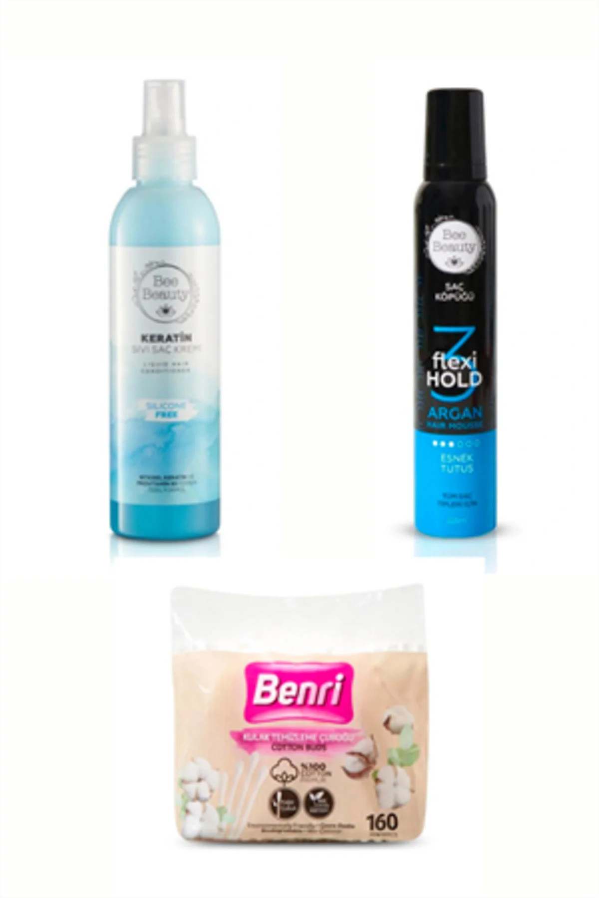 Keratin Sıvı Saç Kremi 200 ml Argan Yağlı Esnek Tutuş Saç Köpüğü 225 ml Poşetli Kulak Çub Keratin Sıvı Saç Kremi 200 ml Argan Yağlı Esnek Tutuş Saç Köpüğü 225 ml Poşetli Kulak Çub