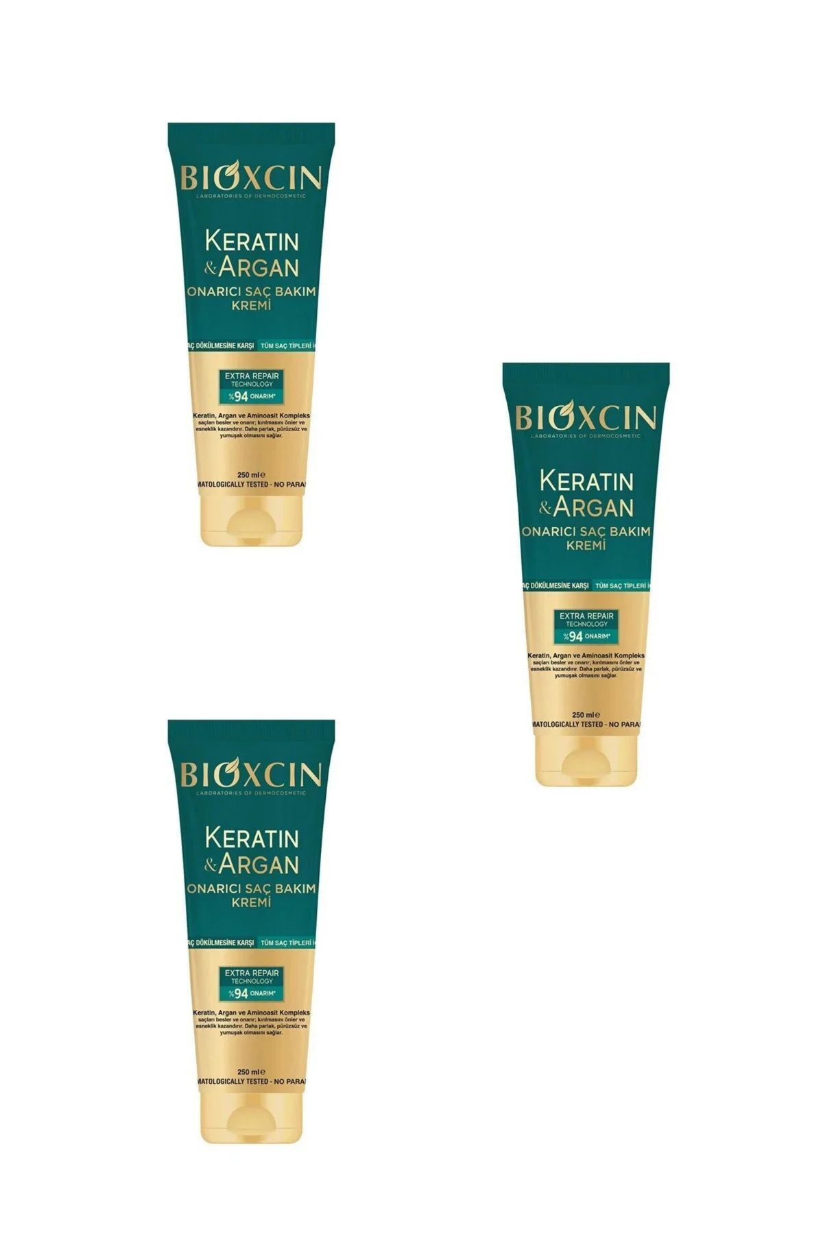 Keratin ve Argan Onarıcı Saç Bakım Kremi 250 ml x 3 Adet