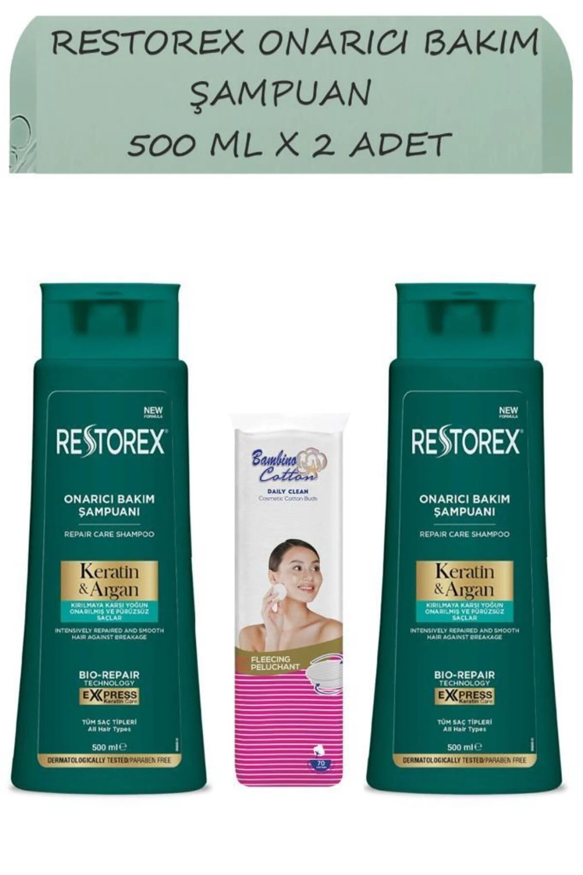 Keratin&argan Onarıcı Şampuan 500ml X 2 Adet
