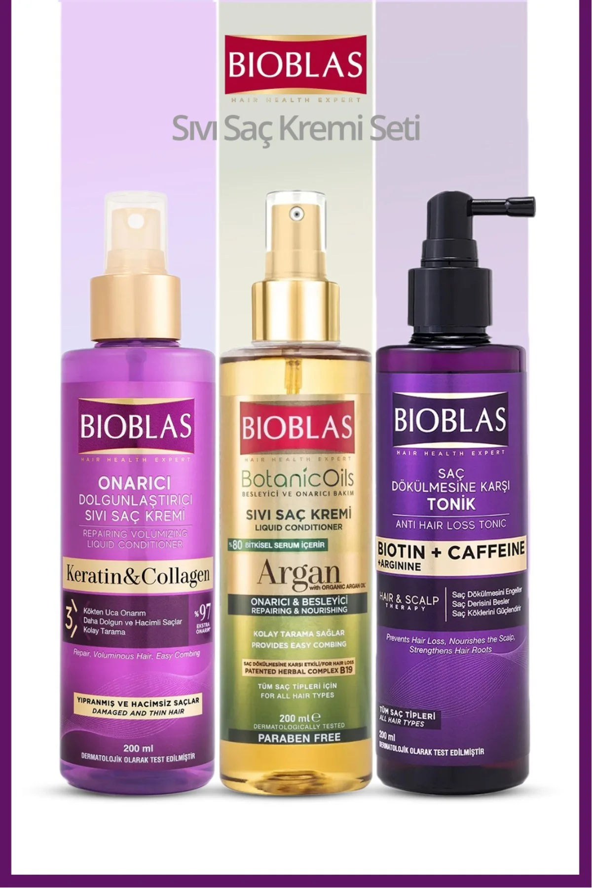 Keratin&Collagen+Argan Onarıcı Besleyici Saç Kremi ve Biotin&Caffeine Saç Toniği