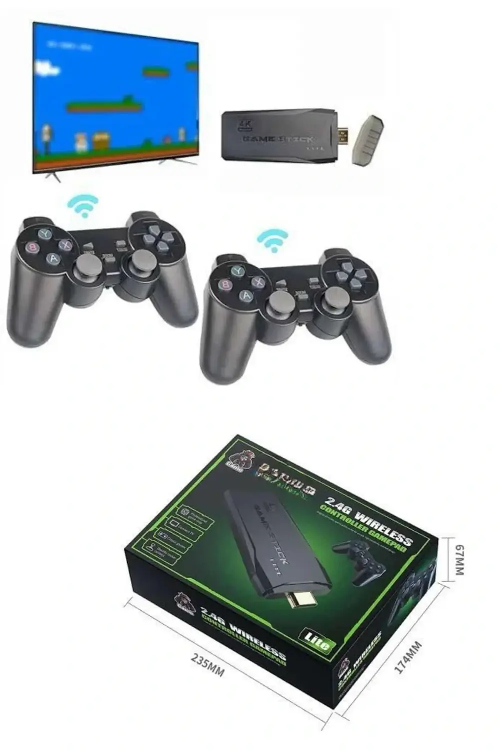 KESGİN MARKET ® 4k Game Stick Oyun Konsolu 2.4g Kablosuz Çift Kol