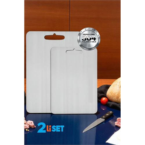 Kesim Tahtası - Profesyonel 304 Paslanmaz Çelik Doğrama Tahtası 2 Kesim Tahtası - Profesyonel 304 Paslanmaz Çelik Doğrama Tahtası 2