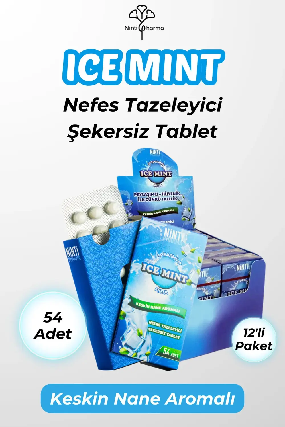 Nintipharma Keskin Nane Aromalı Şekersiz Tablet