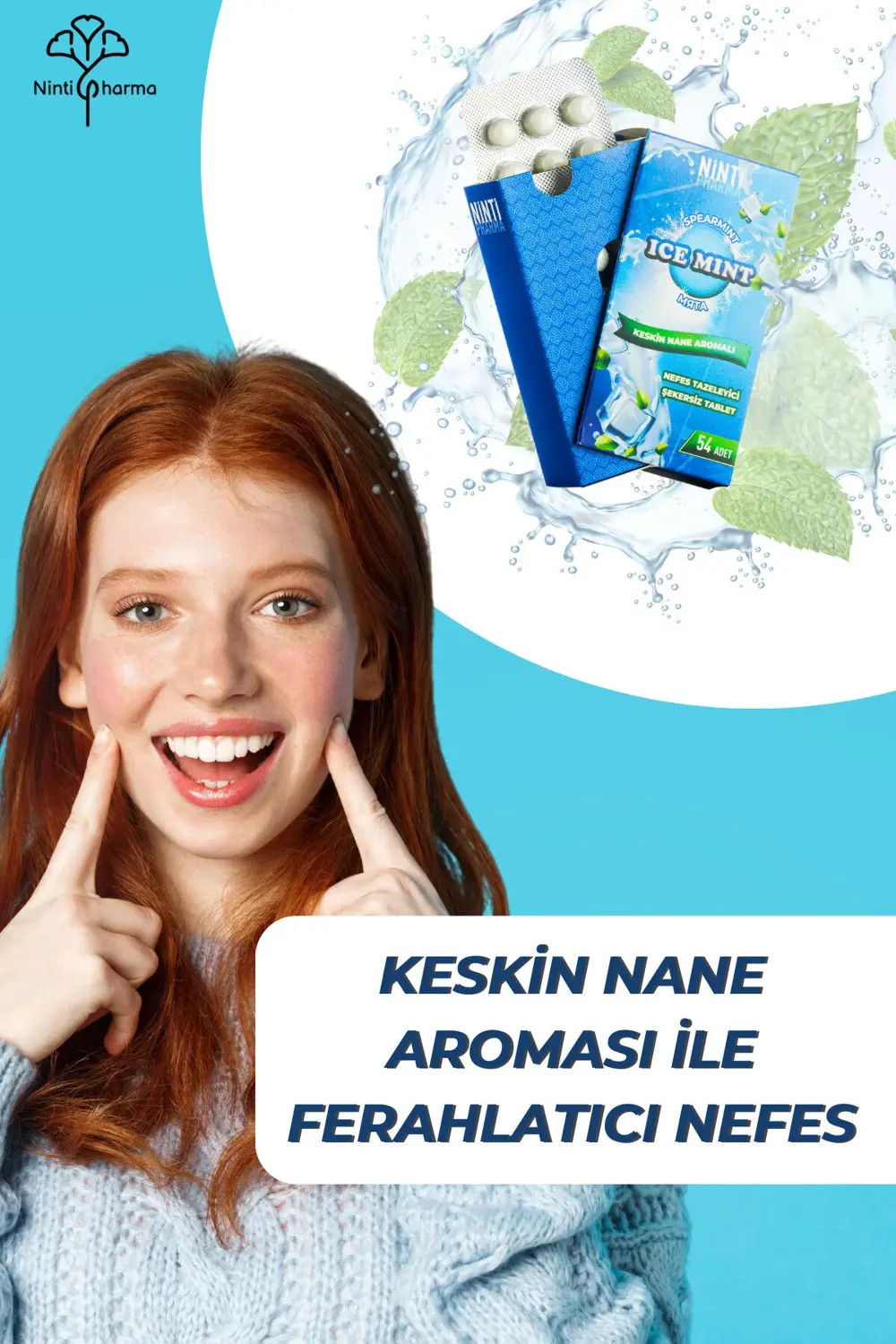 Nintipharma Keskin Nane Aromalı Şekersiz Tablet