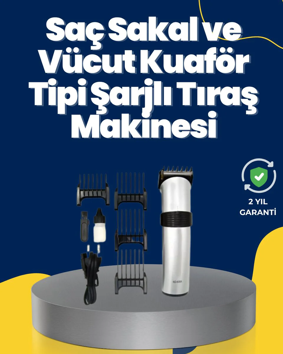 Keskin Paslanmaz Çelik Tıraş Makinesi - 5 Kesim Tarağı, Kablosuz & Ergonomik