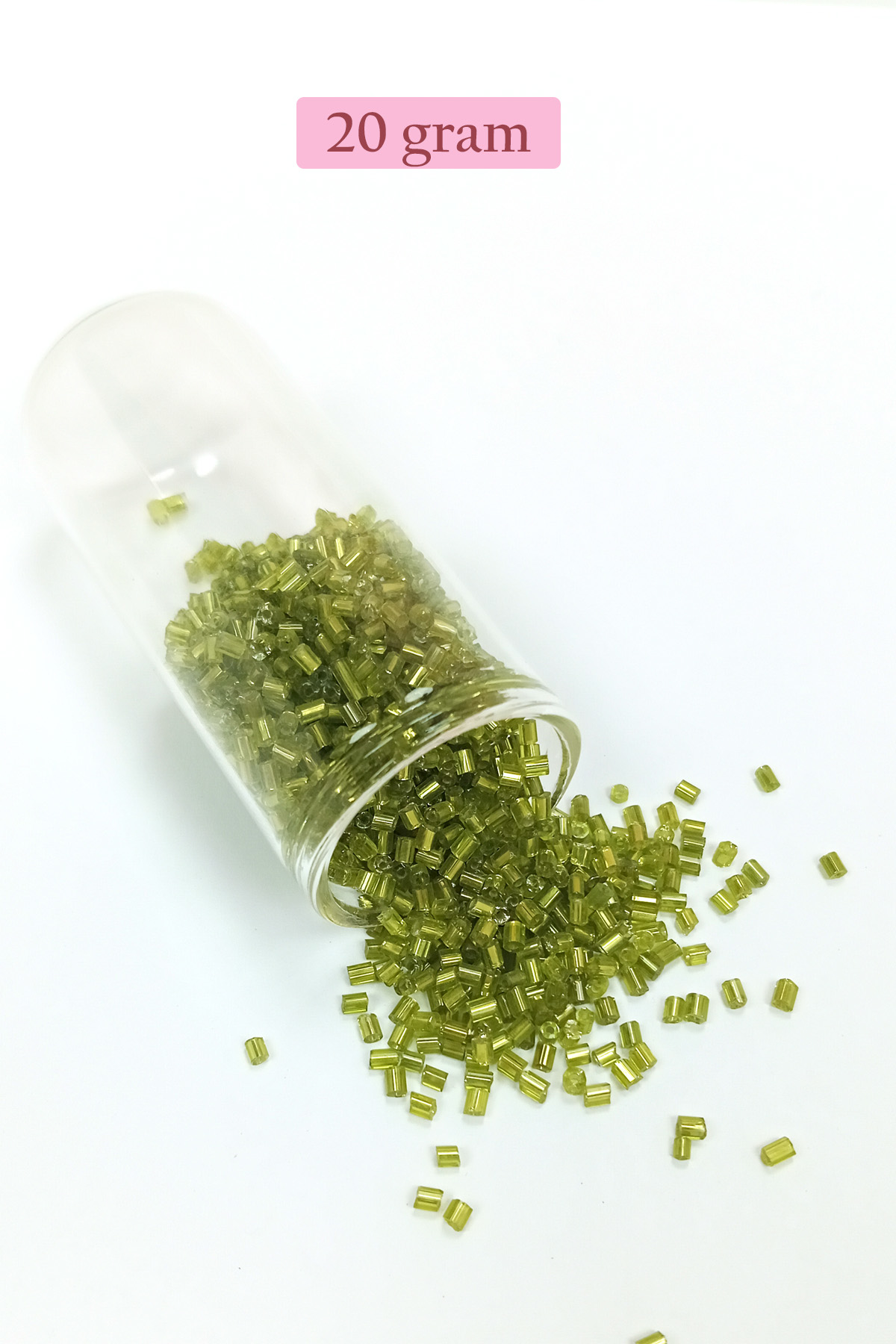 Just Cheap Store Kesme Cam Boncuk 2Mm - 20 Gram - Şeffaf Çimen Yeşili -Bnc345
