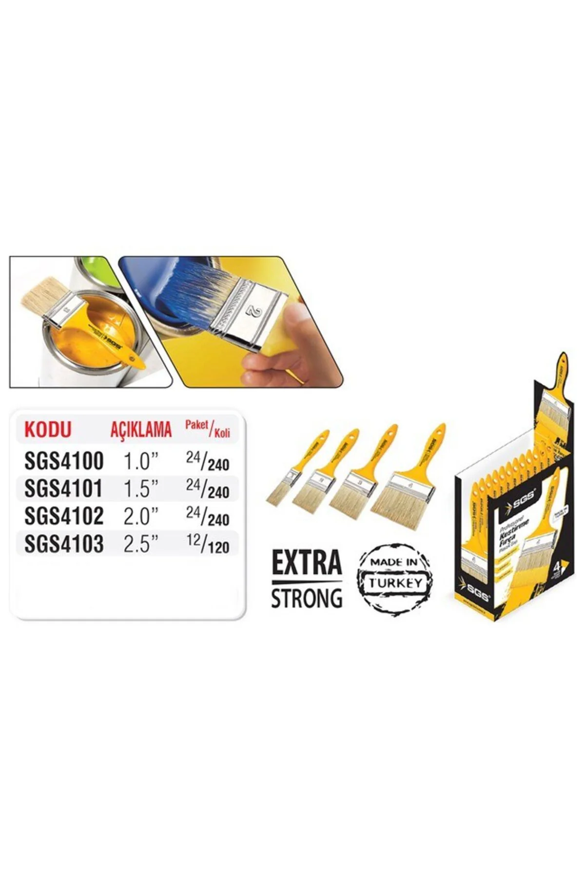 Kestirme Fırça Profesyonel Plastik Sap No:4 ( SGS4103 ) 2.5" Fiyatı, Yorumları ve Özellikleri