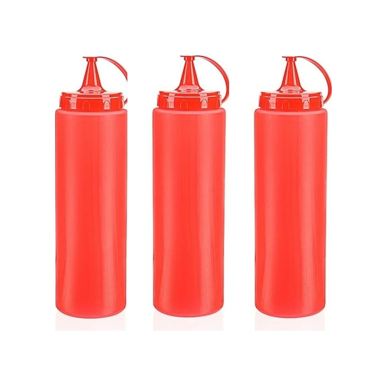 Ketçap Şişesi - 1000ml Dev Boy Kırmızı 3 Adet Diğer
