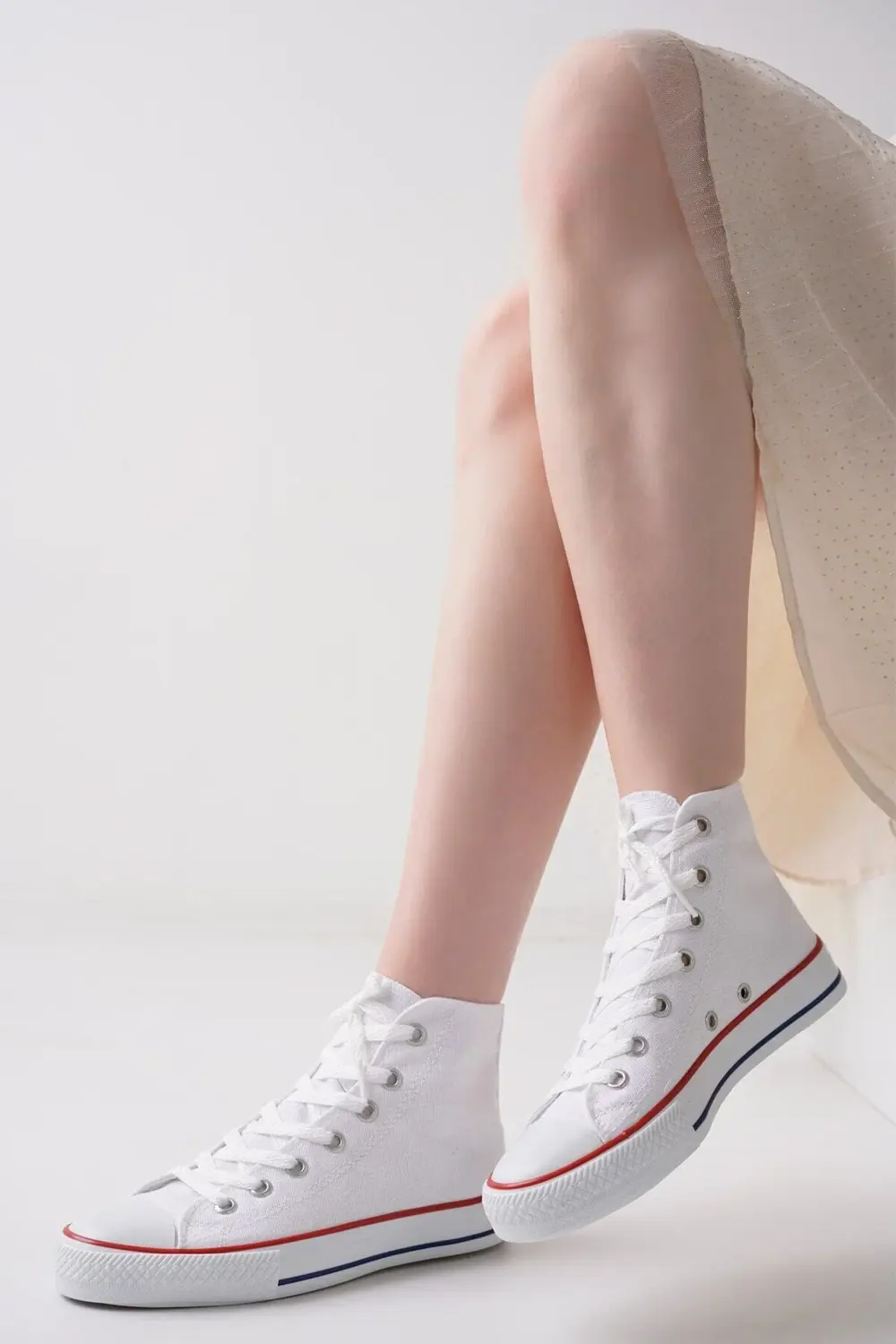 Keten Beyaz Kısa Konvers Spor Ayakkabı