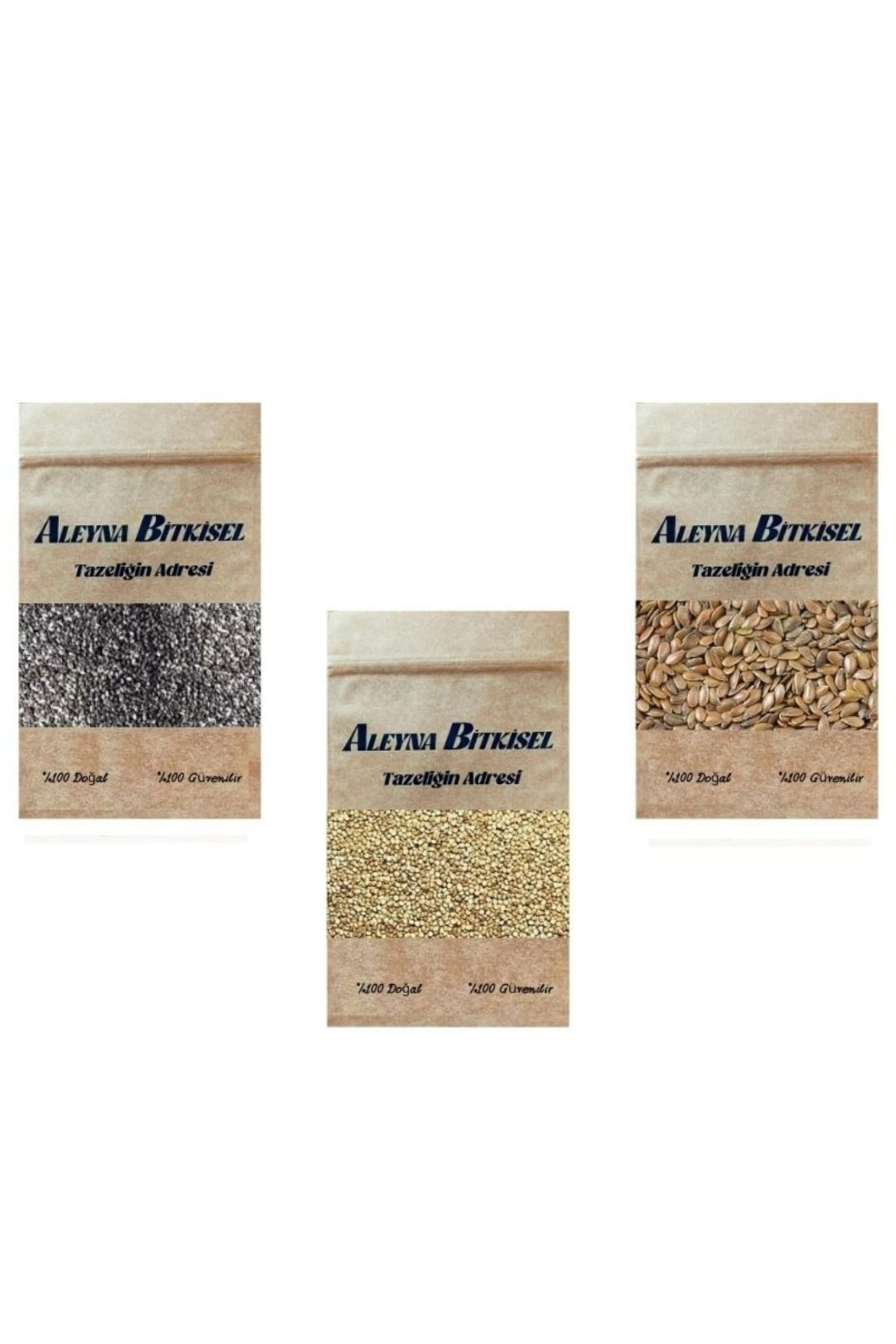 Aleyna Bitkisel Keten Tohumu 100 G + Kinoa 100 G + Chia Tohumu 100 G