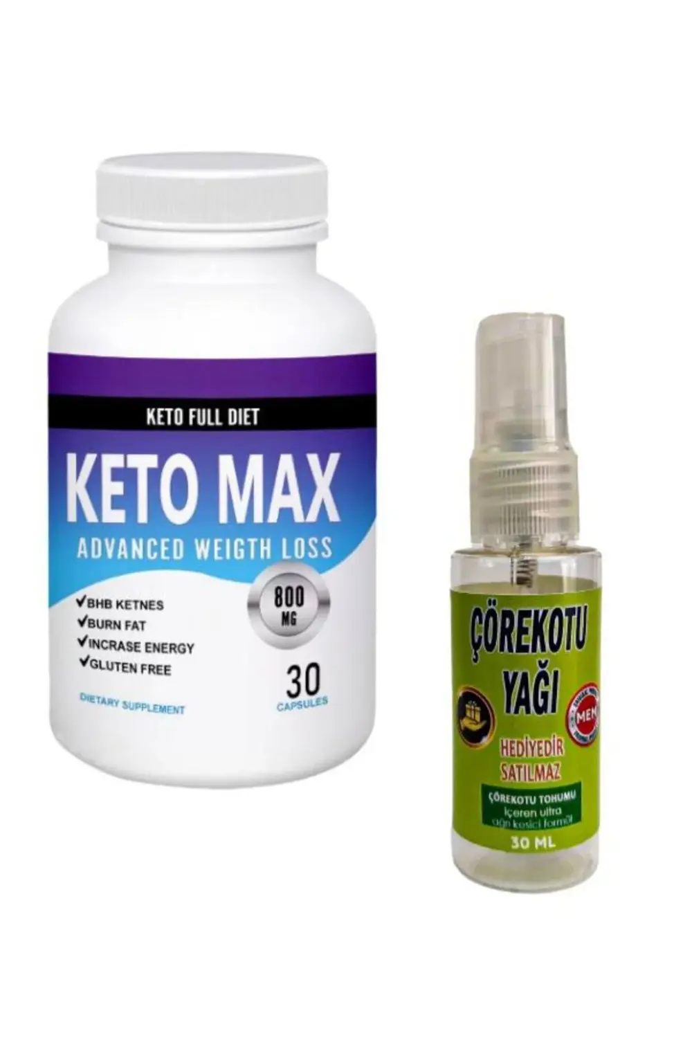 Keto Max Destekleyici Ürün 30'lu x 1 adet + Masaj Yağı 30 ml