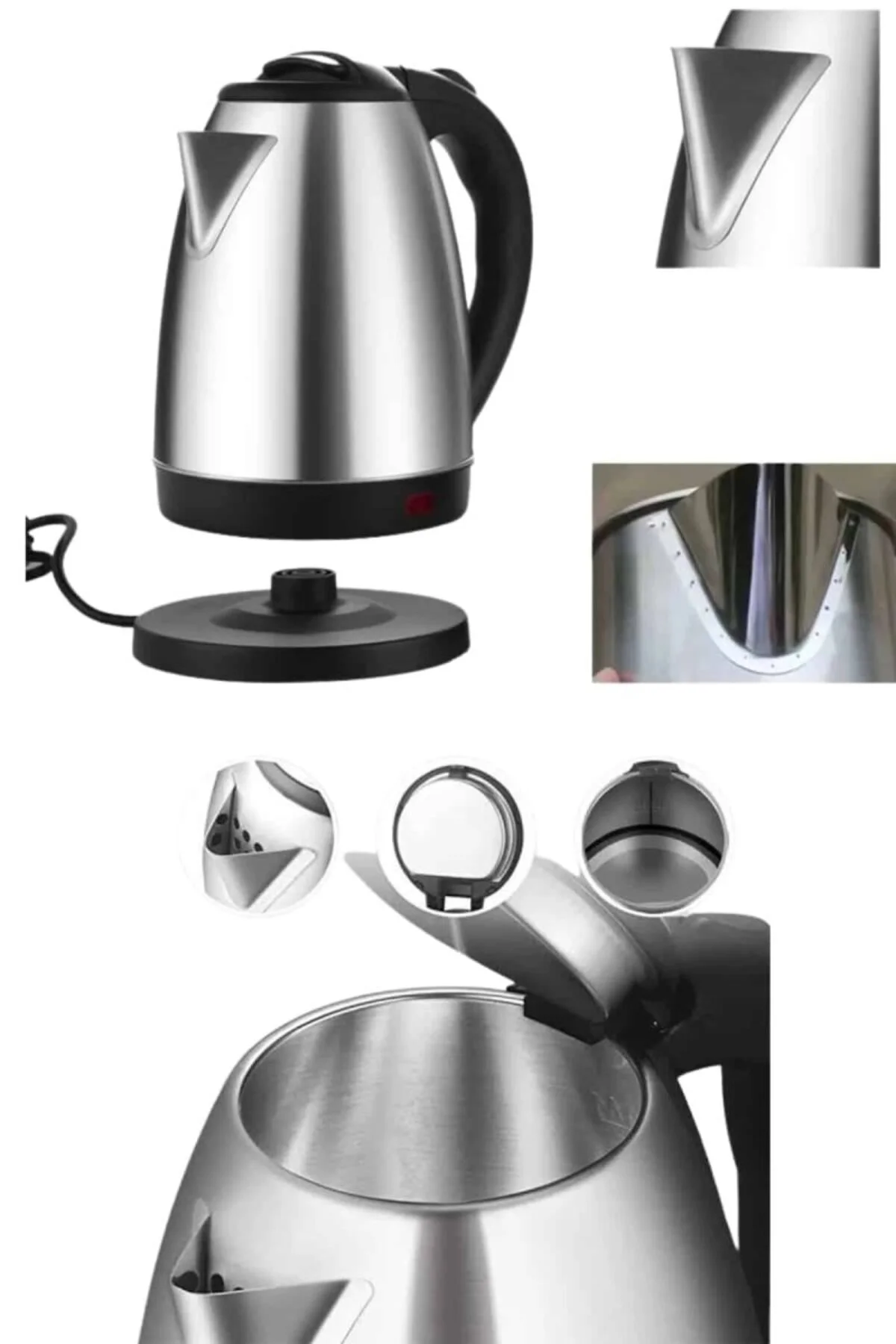 Kettle C F Tipi 220-240v Paslanmaz Çelik Elektrik Kablolu Otomatik Kapanma