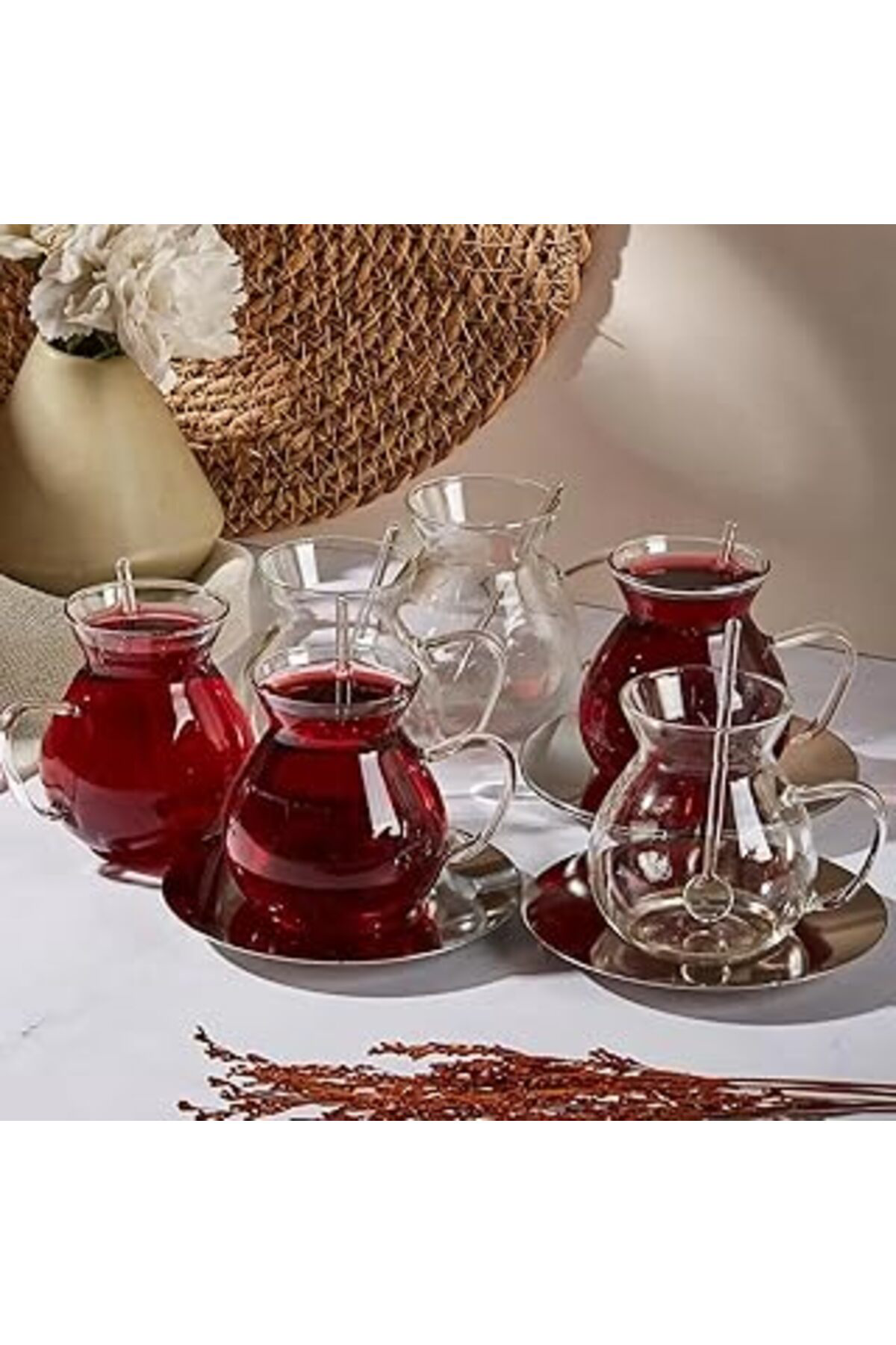 Mu Art Ahşap Keyf-İ Ala 18 Parça Çay Bardağı Seti 200 Ml