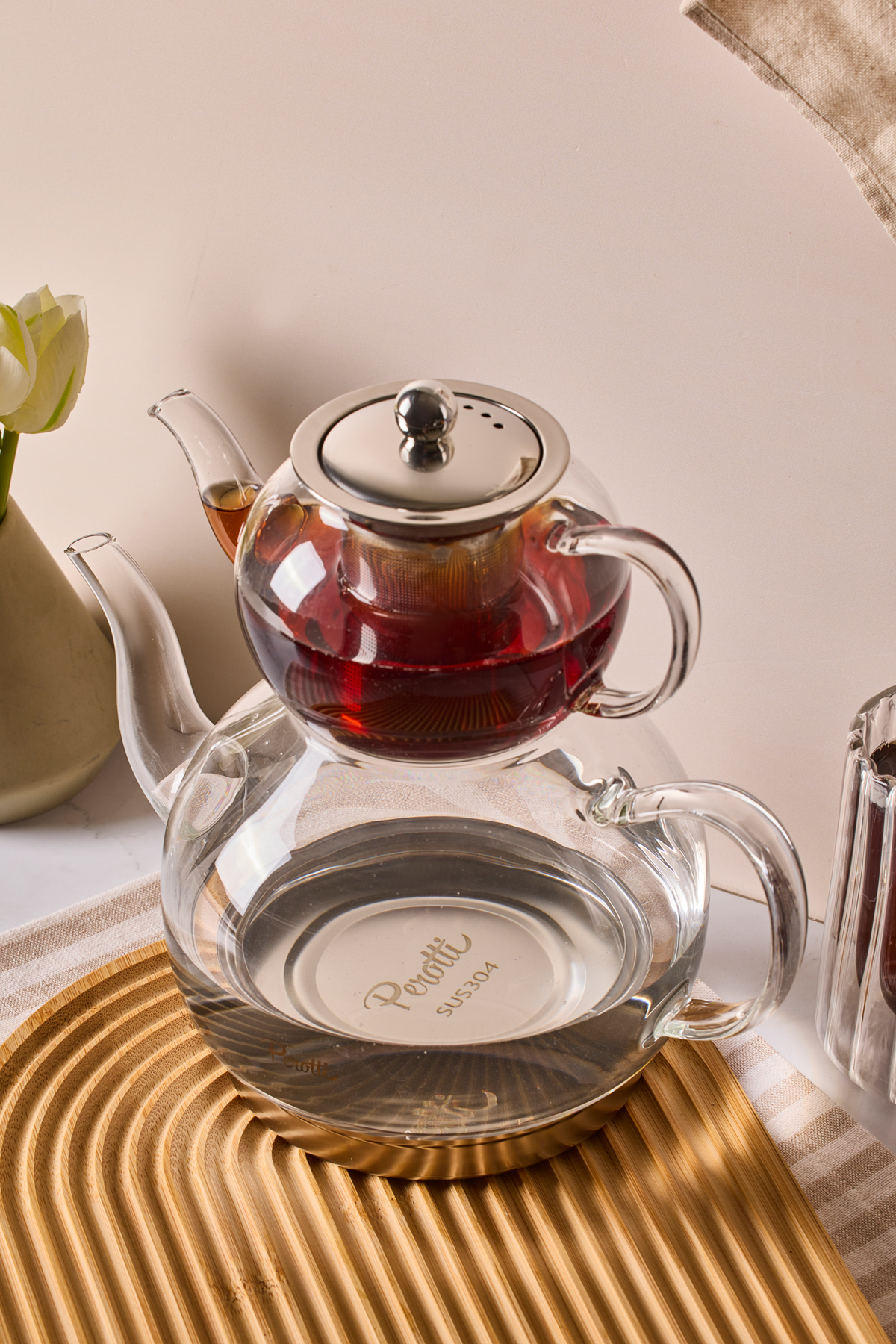 Mutfaksultani Keyf-İ Ala İndüksiyon Tabanlı Borosilikat Cam Çaydanlık Takımı 50