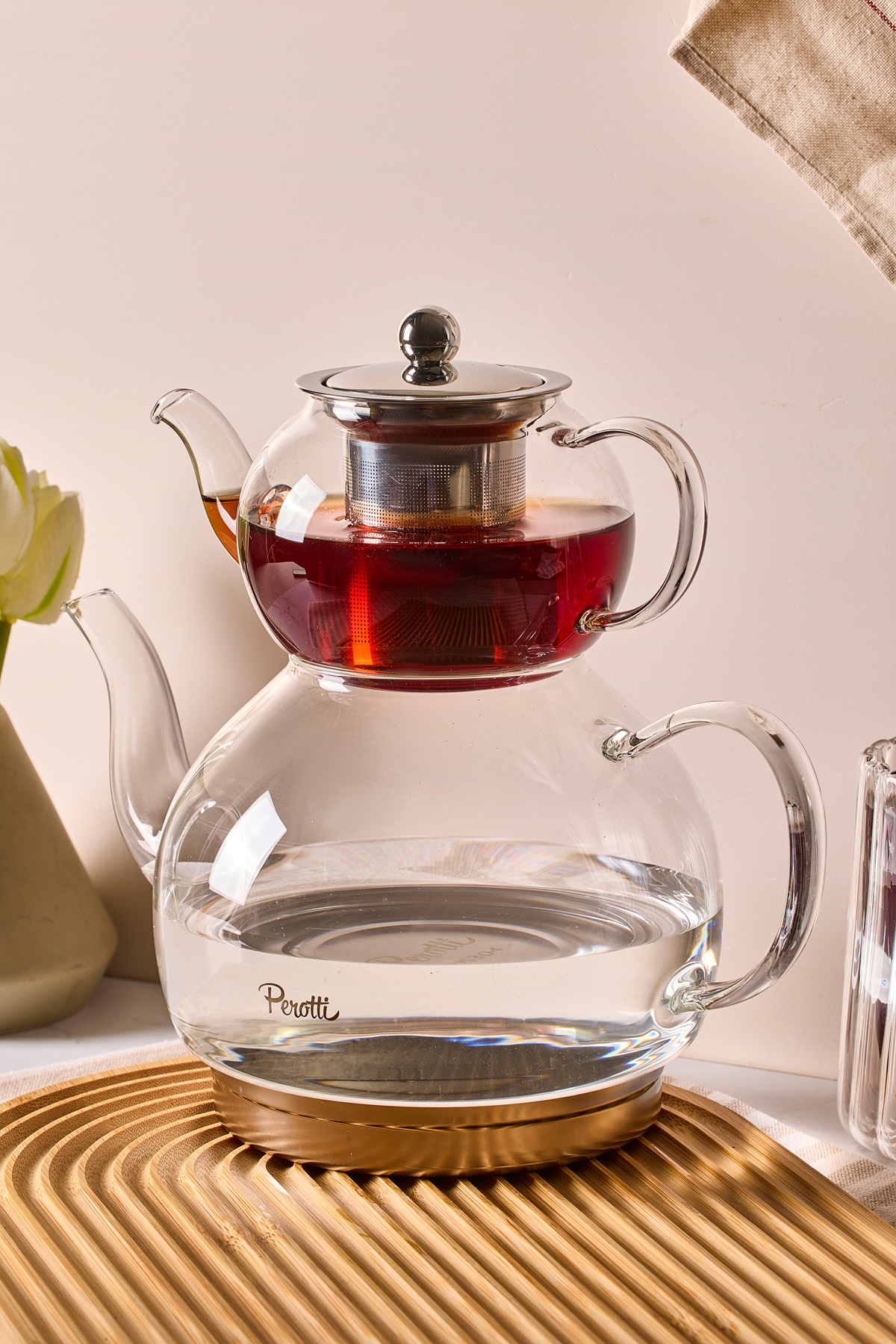 Mutfaksultani Keyf-İ Ala İndüksiyon Tabanlı Borosilikat Cam Çaydanlık Takımı 50