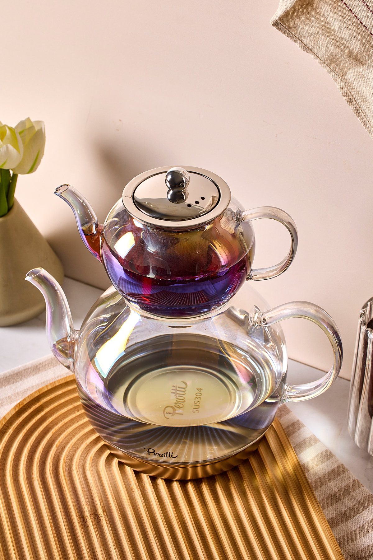 Mutfaksultani Keyf-İ Ala Luster İndüksiyon Tabanlı Borosilikat Cam Çaydanlık Ta