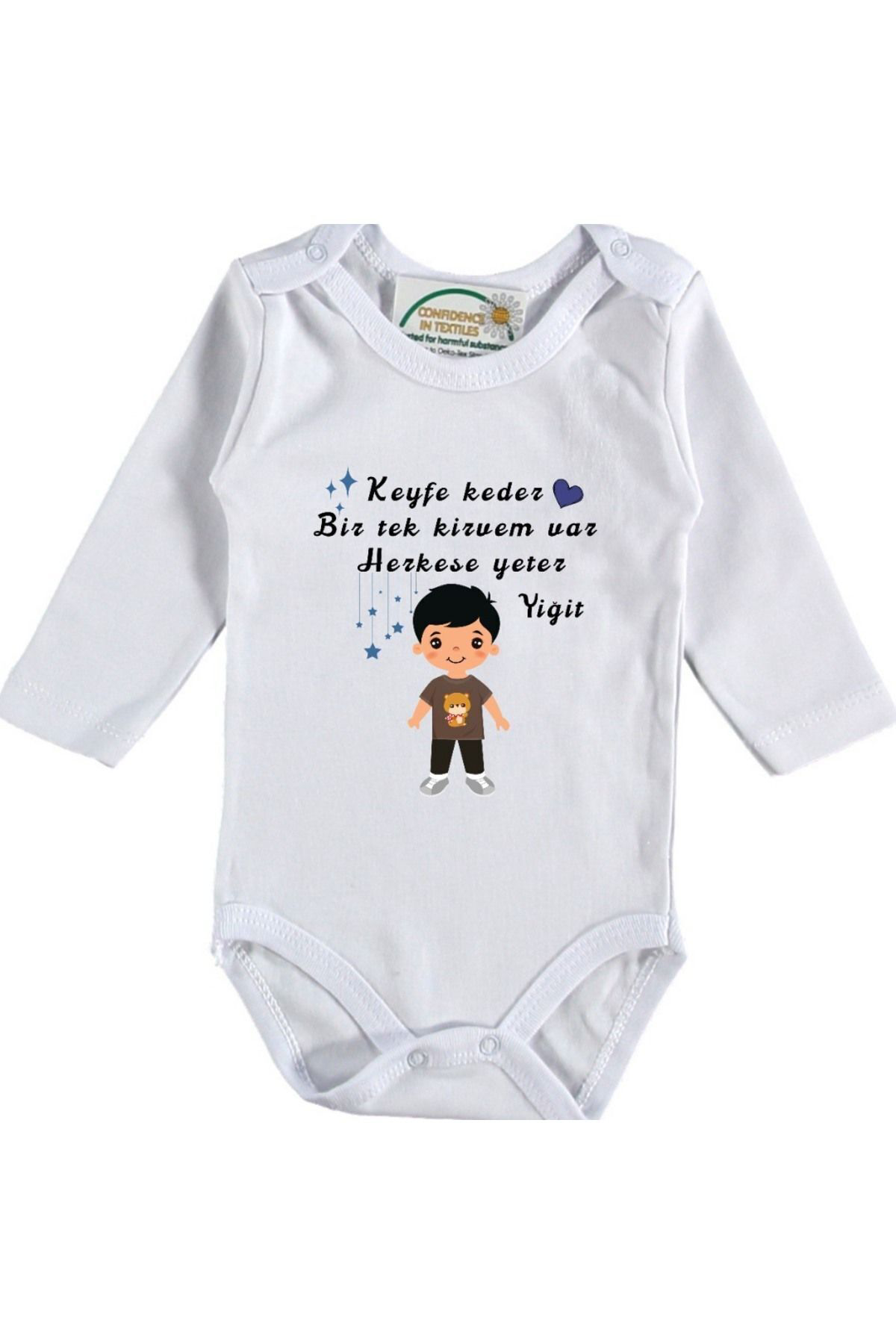 Keyfe Keder Bir tek Kirvem Var Yazılı Bebek Zıbın