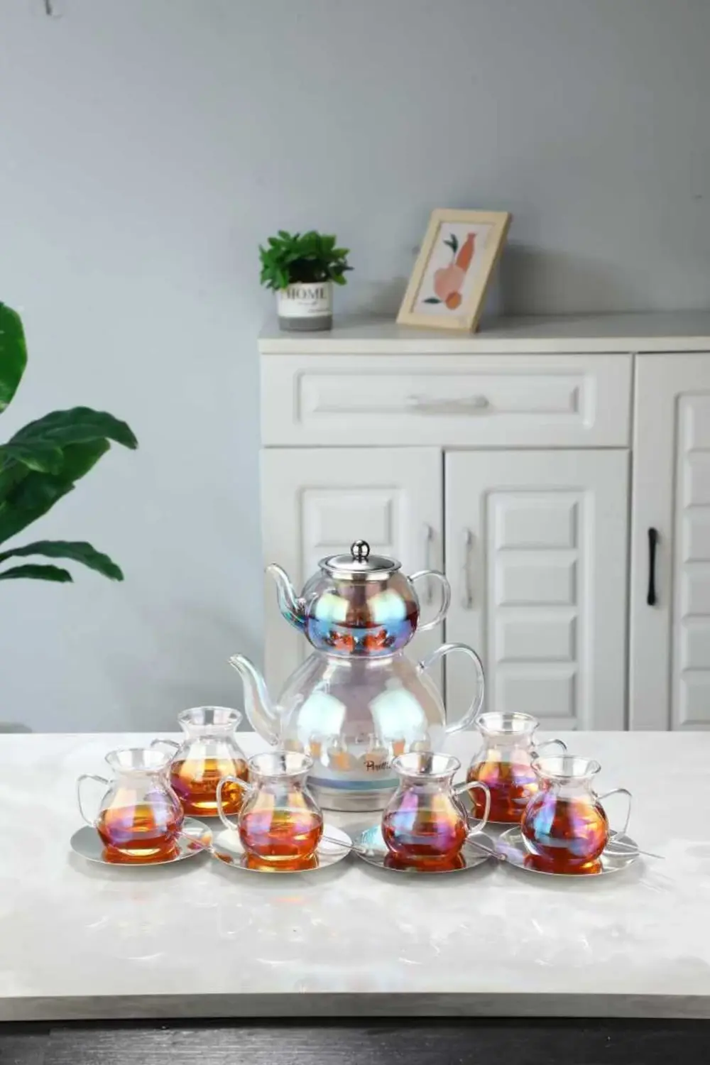 Keyfi Ala Premium 20 Parça Tabanlı Çay Seti 500 ml Demlik 1800 ml