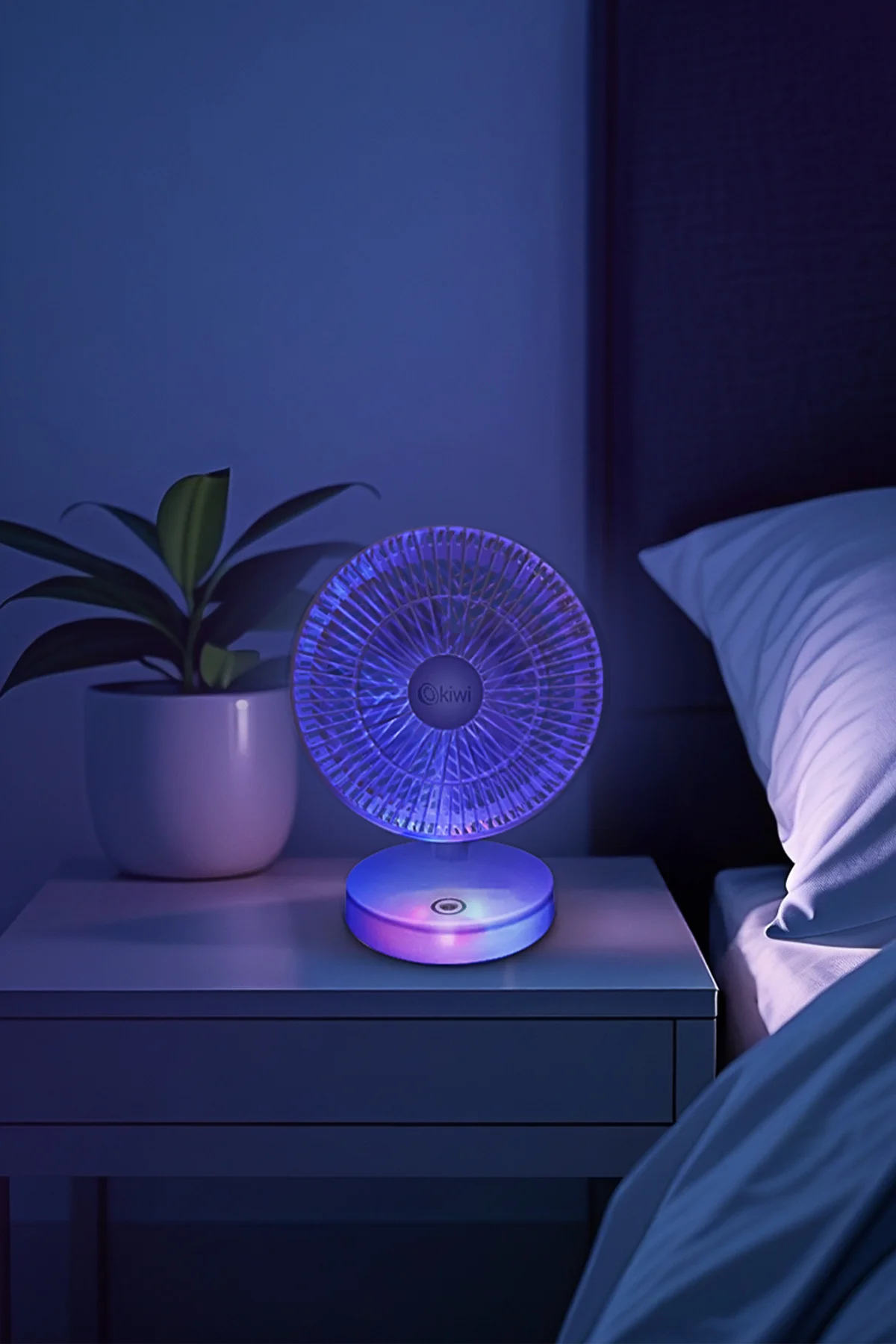 Kfan-7607 Şarjlı Beyaz Ayarlanılabilir Mini Fan Masa Üstü Vantilatörü Usb Soğutucu Sessiz Fan - Görsel 5