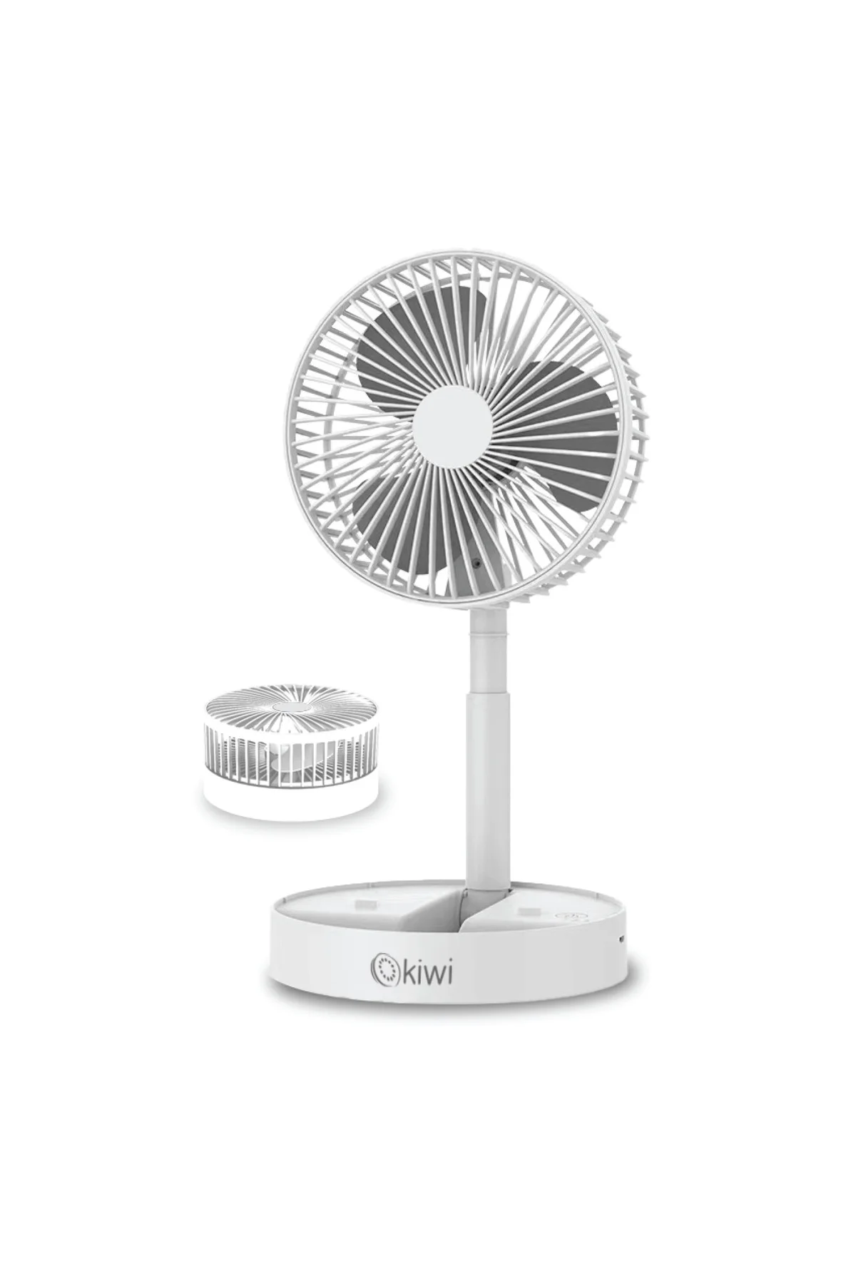 Kfan-7608 Şarjlı Beyaz Katlanılabilir Mini Fan Masa Üstü Vantilat