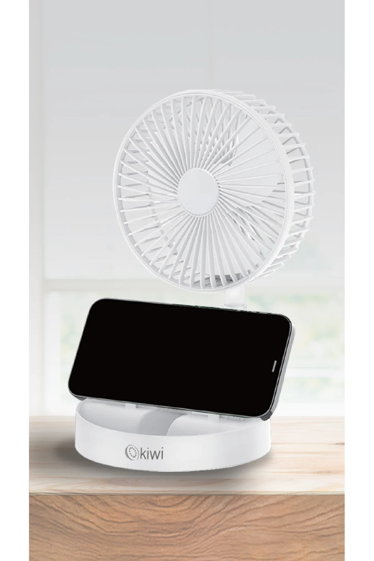 Kfan-7608 Şarjlı Beyaz Katlanılabilir Mini Fan Masa Üstü Vantilat