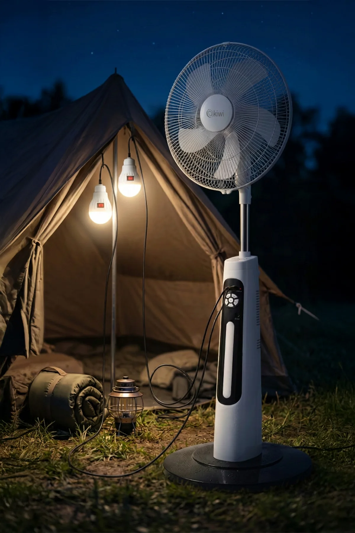 KFAN-7629 Şarjlı Standlı Vantilatör & LED Lamba | 9 Kademe & AC/DC & USB