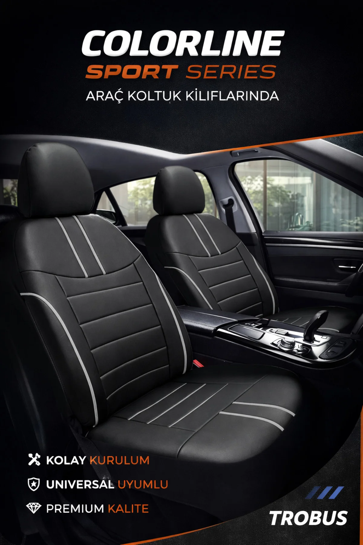 KGM Torres EVX 2023 ve Sonrası Uyumlu Colorline Sport Deri Siyah Koltuk Kılıfı