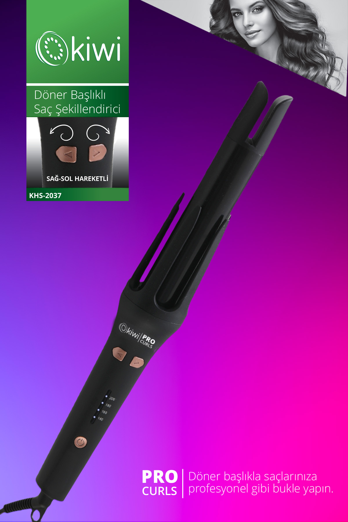 Khs-2037 Döner Başlıklı Saç Şekillendirici