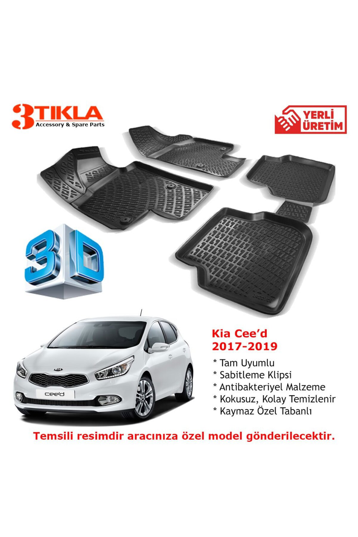 Kia Ceed 2012-2017 Premium 3D Havuzlu Paspas Seti