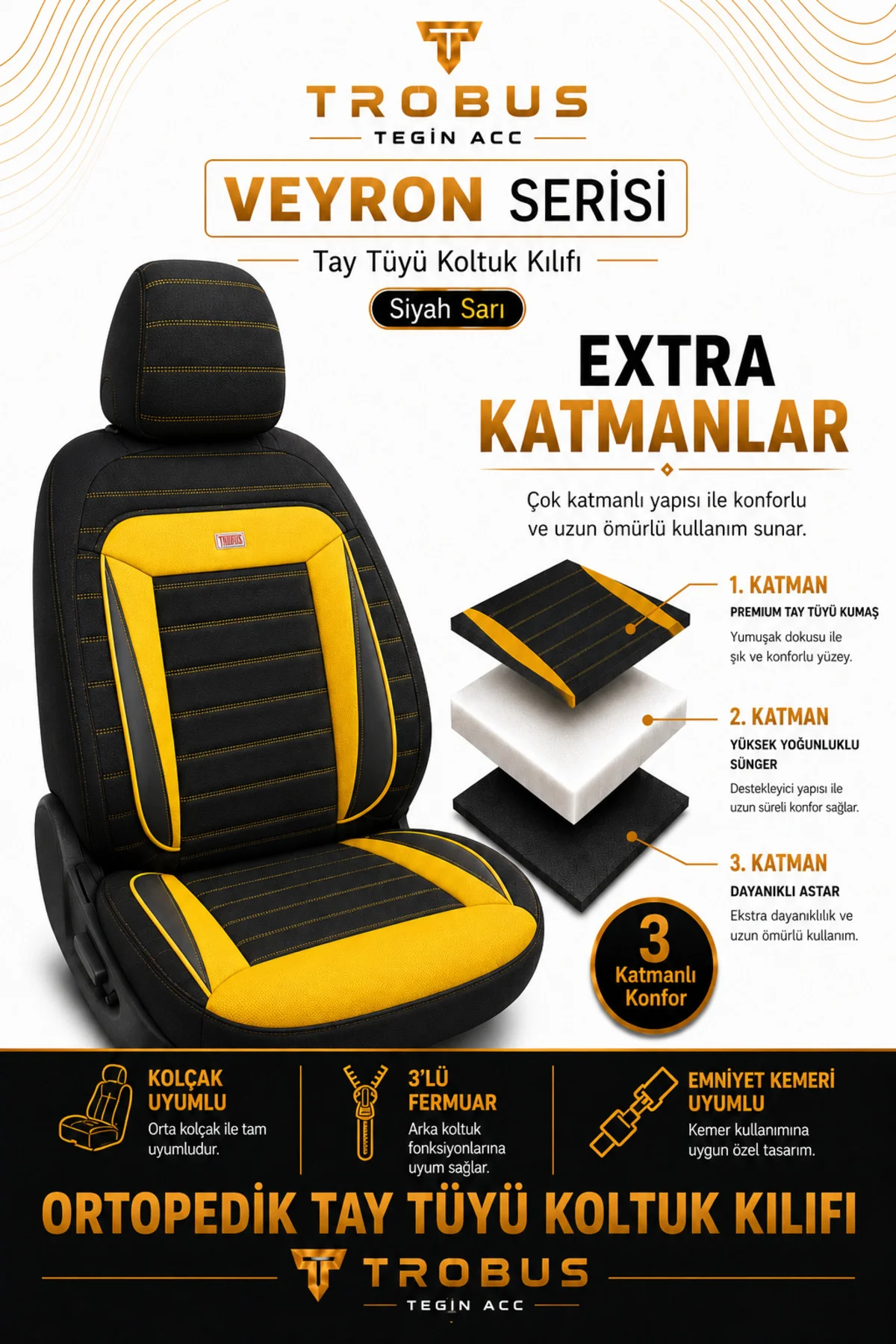 Kia Ceed 2012 Sonrası Uyumlu Veyron Serisi Siyah Kırmızı Tay Tüyü Koltuk Kılıfı