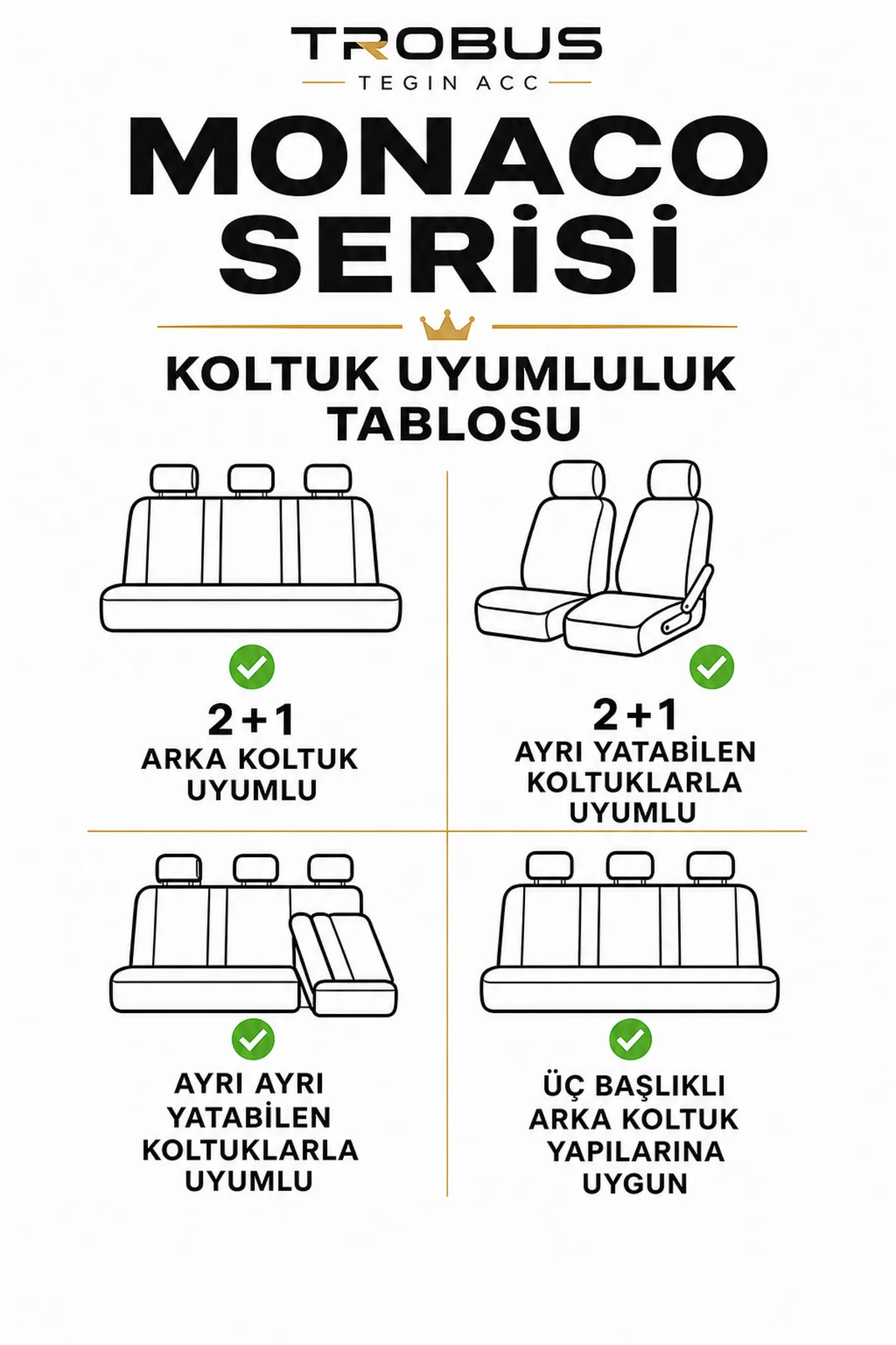 Kia Ceed 2012+ Uyumlu Monaco Serisi Eviza Deri Detaylı Siyah Koltuk Kılıfı