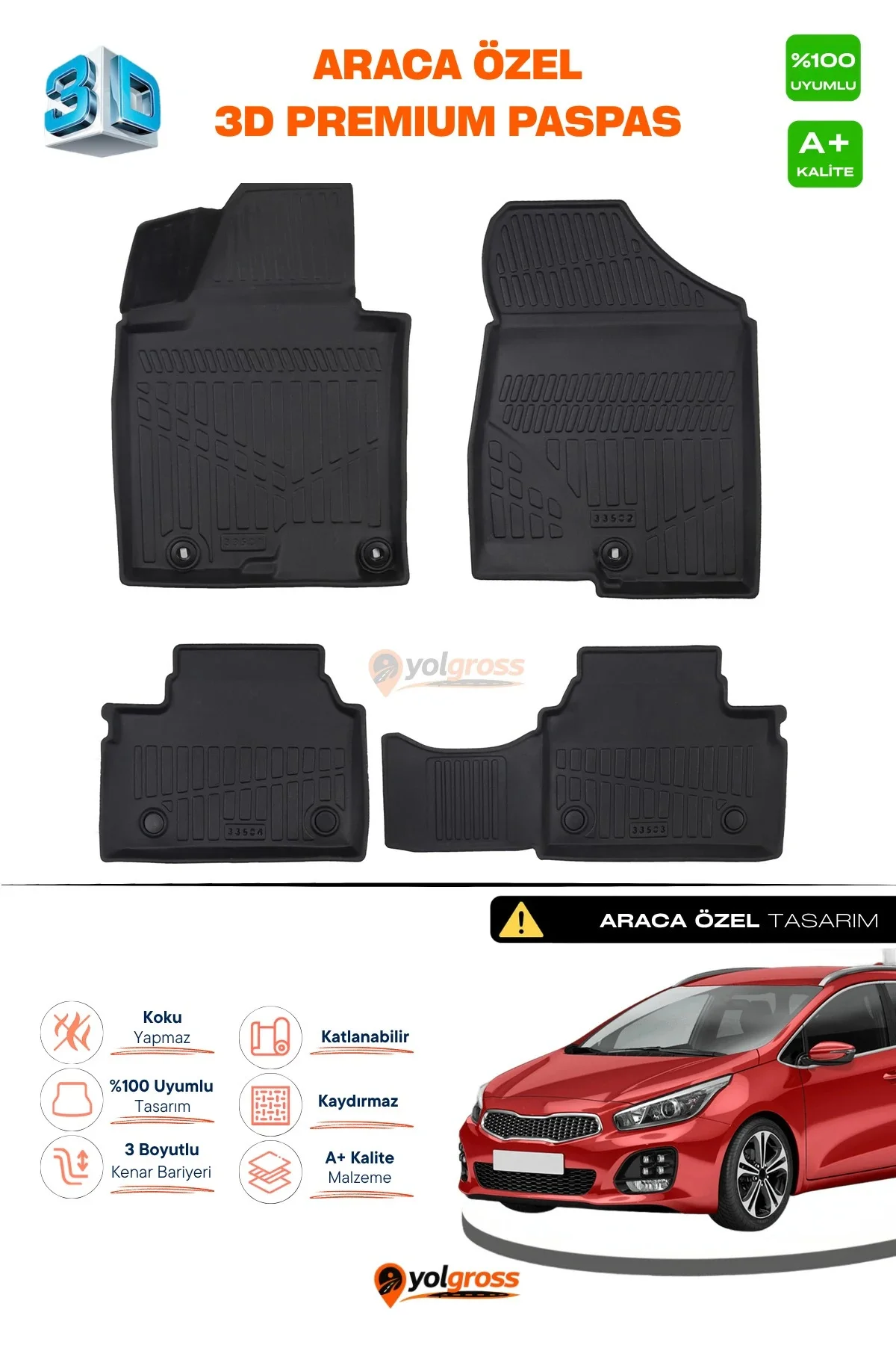 Kia Ceed 3D Pro Havuzlu Paspas 2012-2018 A+ Kalite