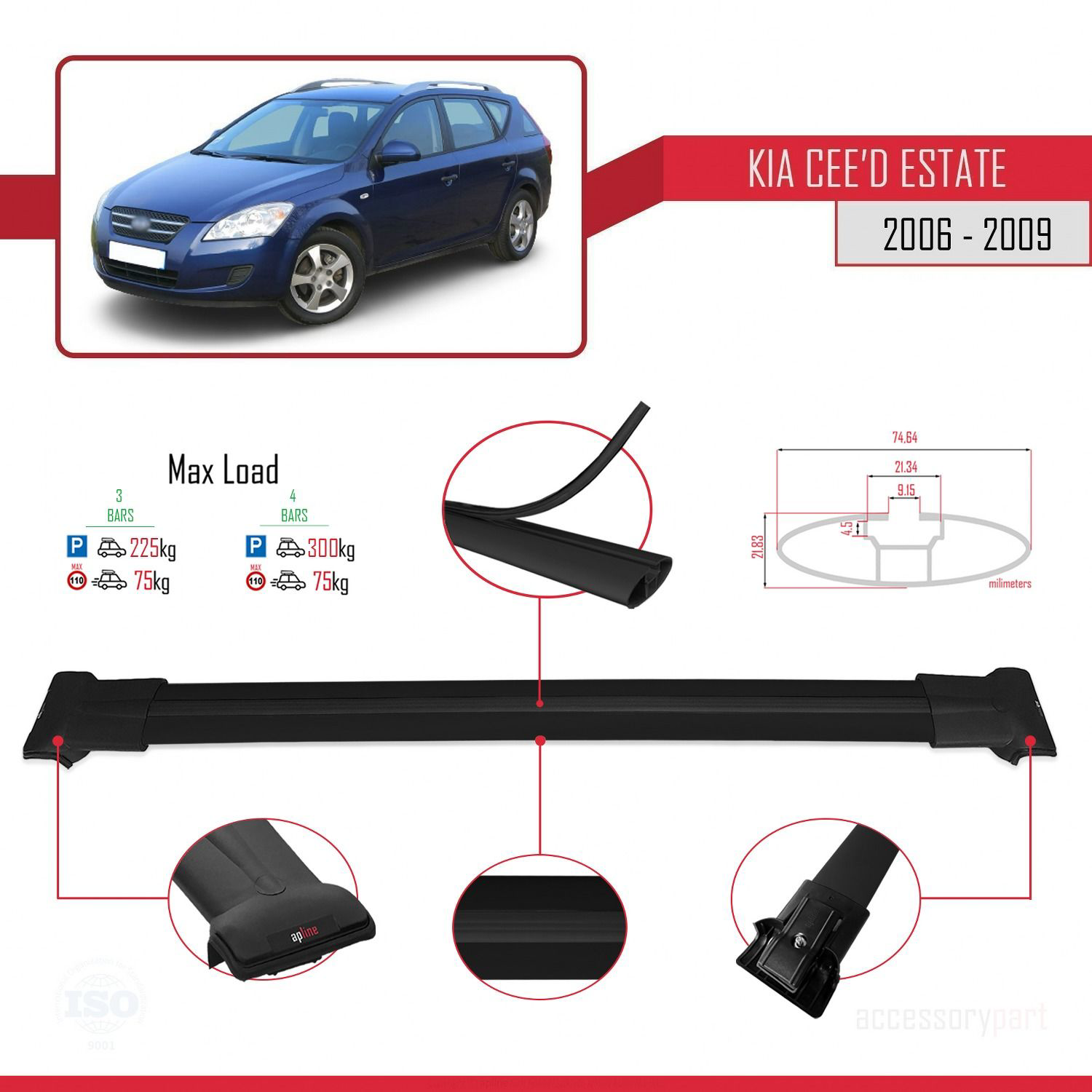 Kia Ceed Estate SW 2006-2009 Arası ile Uyumlu FLY Model Ara Atkı 