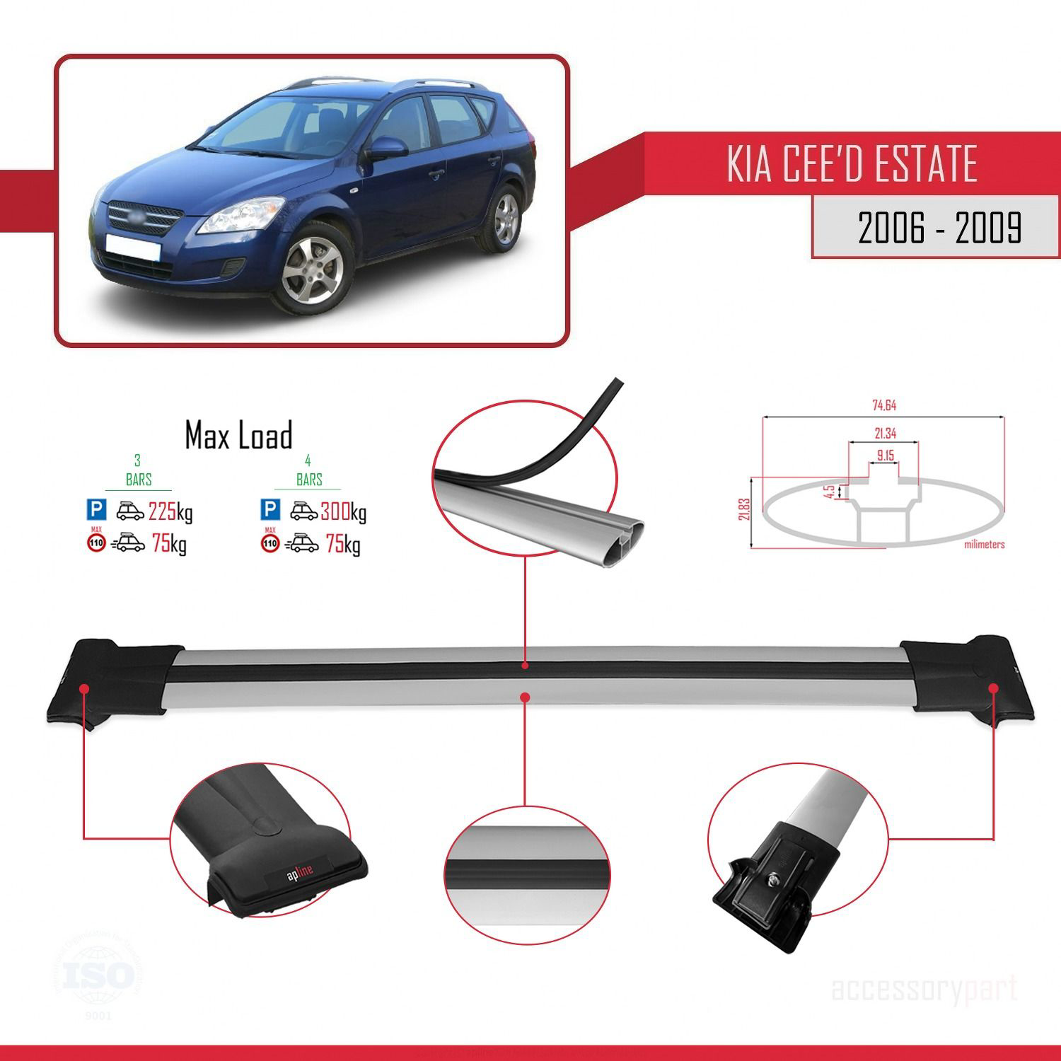 Kia Ceed Estate SW 2006-2009 Arası ile Uyumlu FLY Model Ara Atkı 