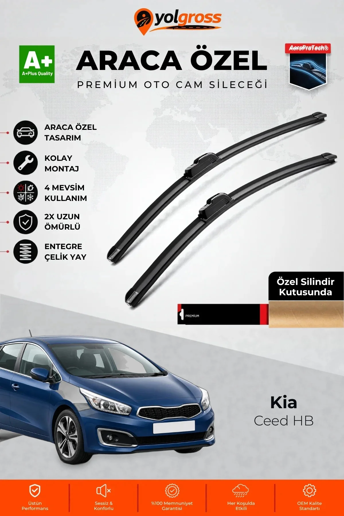 Kia Ceed HB Ön Cam Silecek Seti 2012-2018 Premium Araca Özel 65-35 Cm A+ Kalite