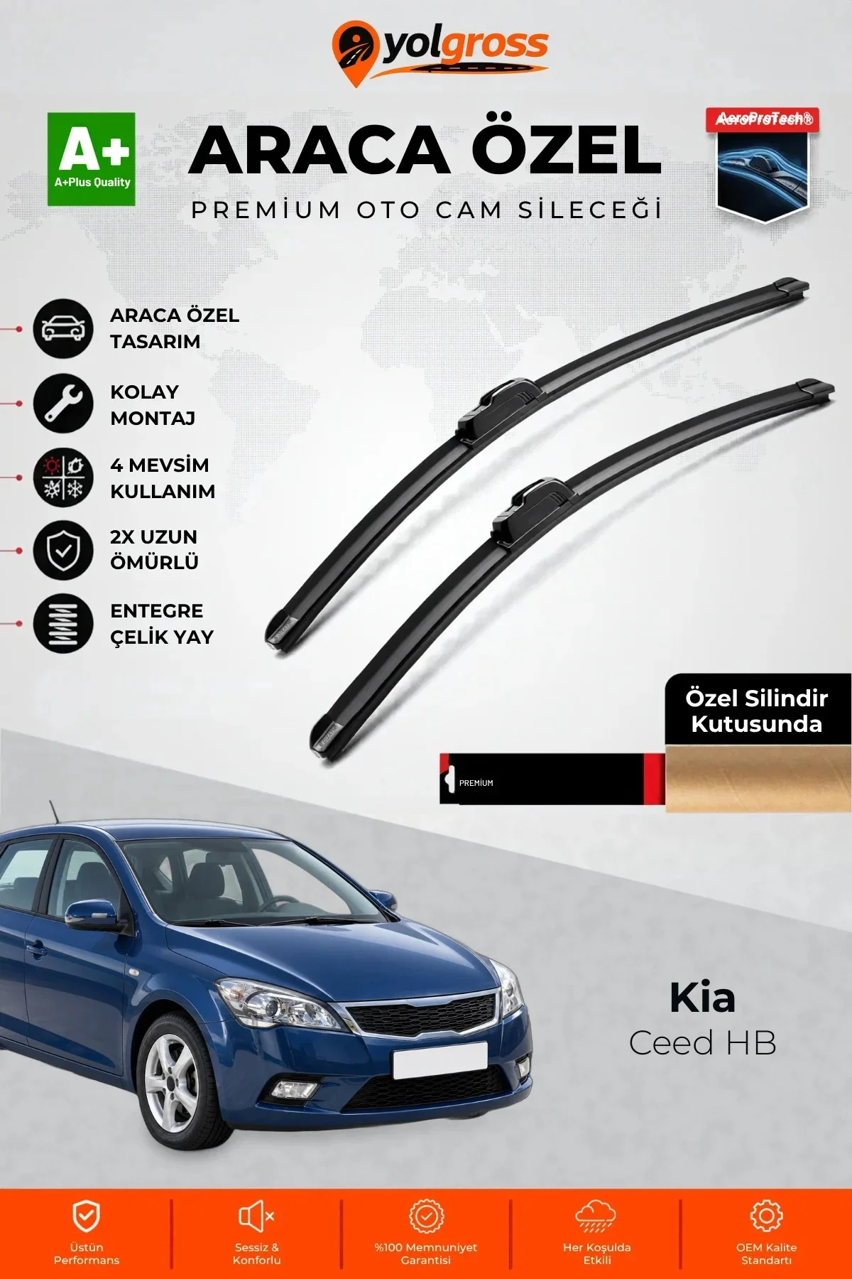 Kia Ceed HB Ön Cam Silecek Seti 2009-2012 Premium Araca Özel 60-45 Cm A+ Kalite