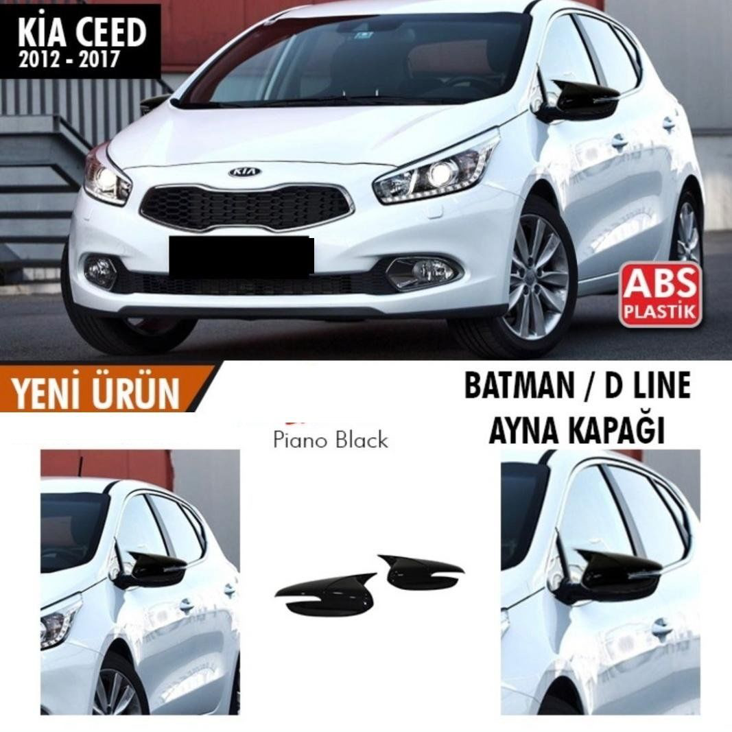 Kia Ceed Uyumlu (2012-2017) Batman Yarasa Ayna Kapağı (Parlak Siy