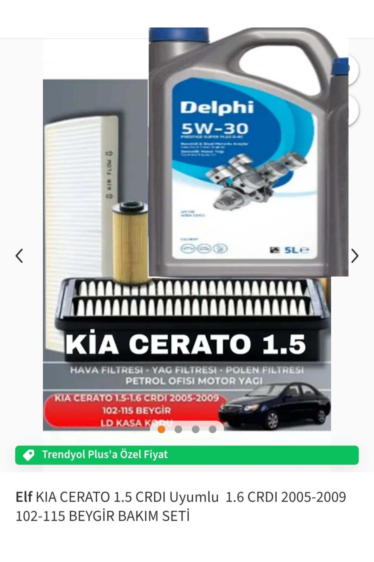 KIA CERATO 1.5 CRDI Uyumlu 1.6 CRDI 2005-2009 /102-115 BEYGİR BAKIM SETİ
