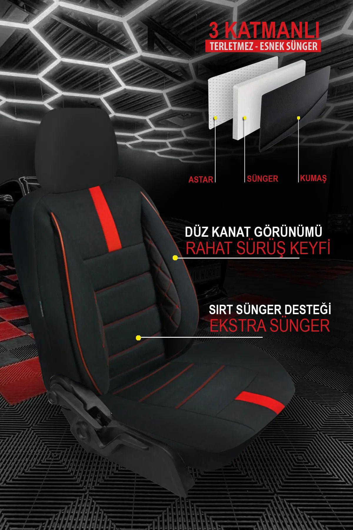 KIA CERATO 2004-2009Uyumlu Oto Koltuk Kılıfı Mirage Serisi - Siya