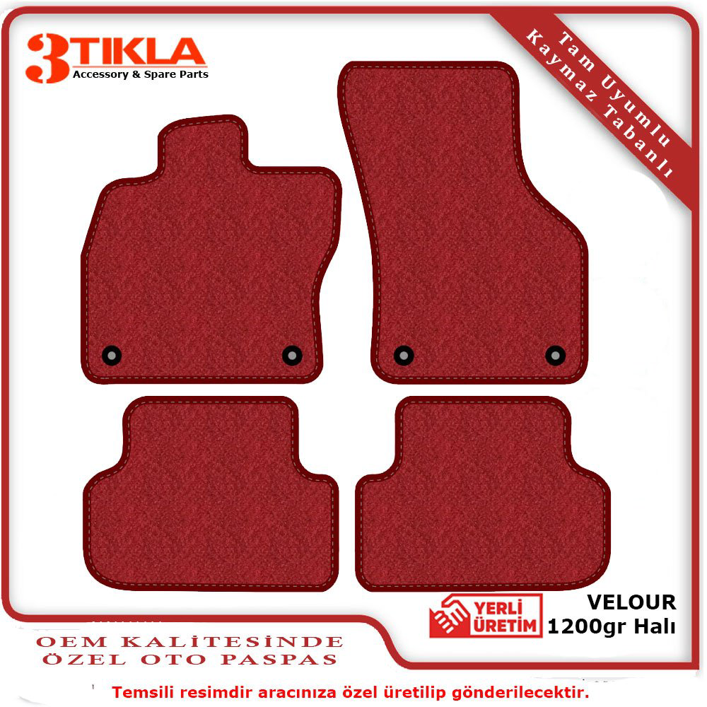 Kia Cerato LD 2003-2008 Halı Paspas Seti Kırmızı Kia Cerato LD 2003-2008 Halı Paspas Seti Kırmızı