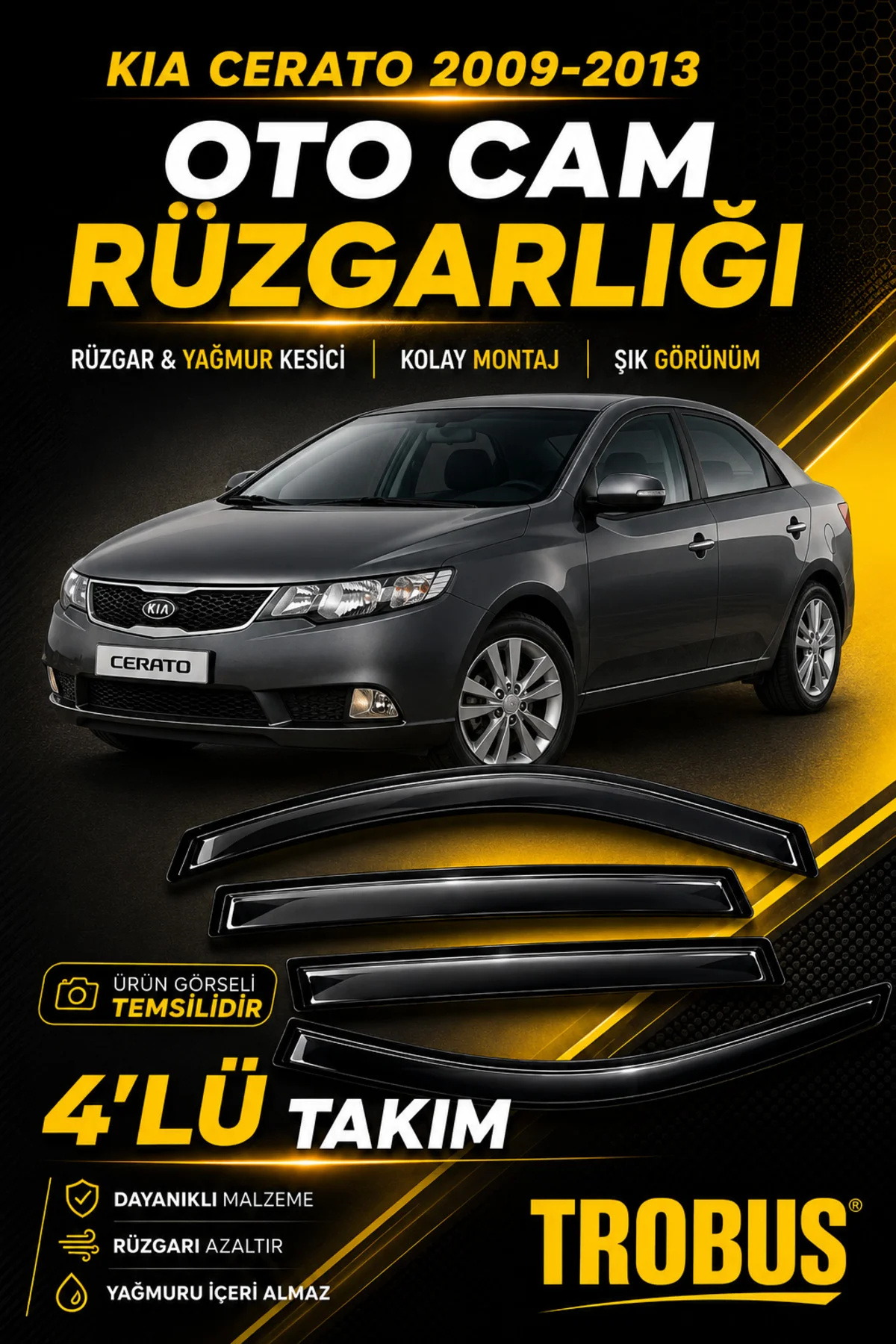 Kia Cerato TD 2009-2013 Mügen Cam Rüzgarlığı 4'lü Takım Fiyatı, Yorumları ve Özellikleri
