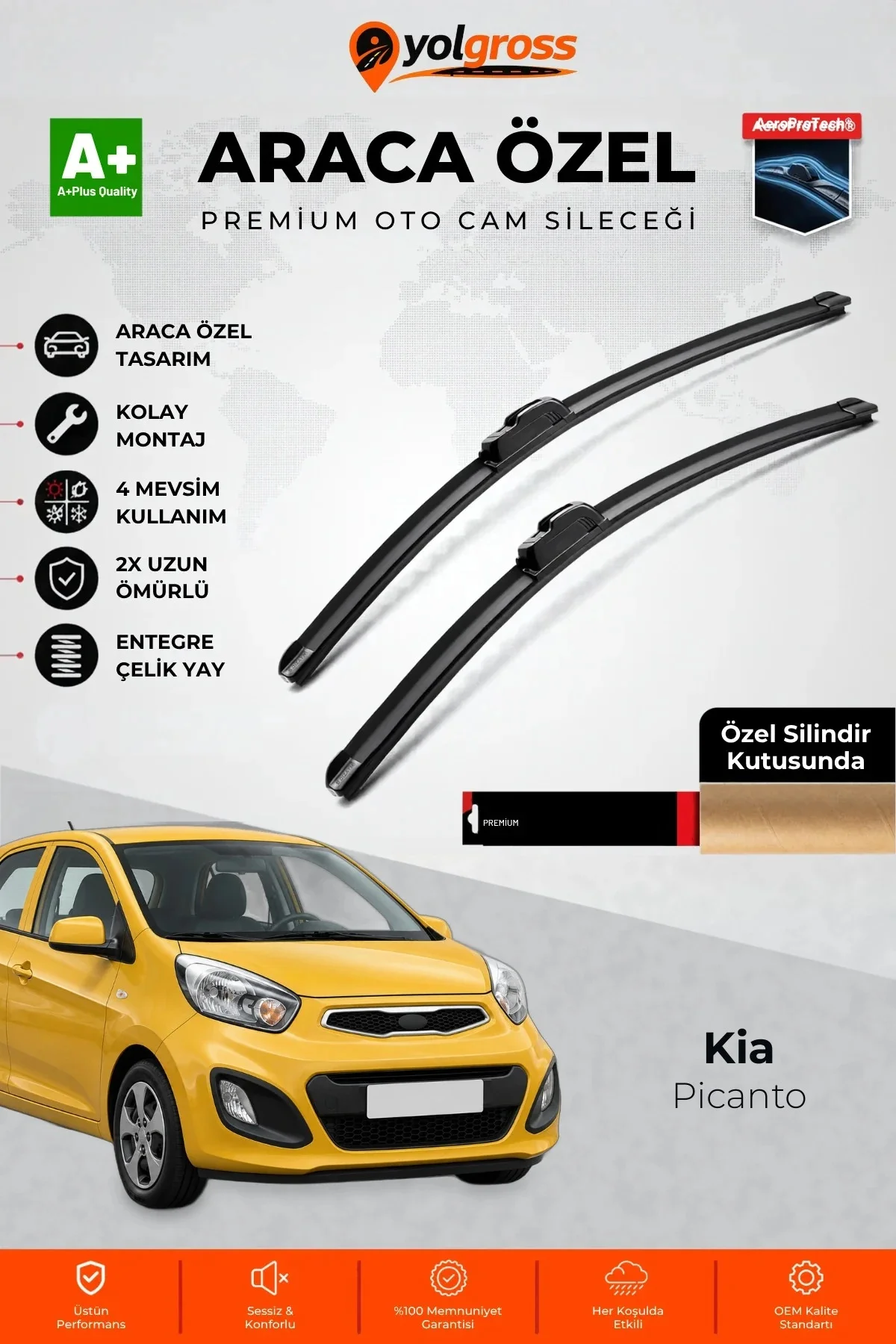 Kia Picanto Ön Cam Silecek Seti 2011-2017 Premium Araca Özel 55-40 Cm A+ Kalite