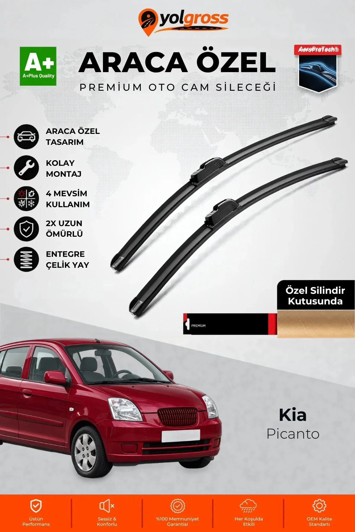 Kia Picanto Ön Cam Silecek Seti 2004-2011 Premium Araca Özel 55-40 Cm A+ Kalite Kia Picanto Ön Cam Silecek Seti 2004-2011 Premium Araca Özel 55-40 Cm A+ Kalite