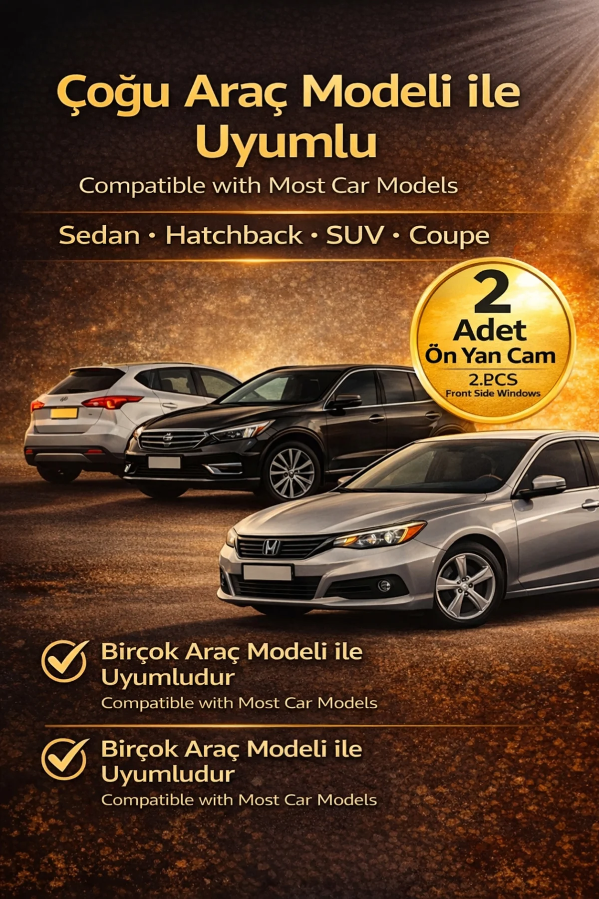 Kia Rio 2000-2005 Hatchback Uyumlu Yan Cam Güneşliği Ön veya Arka