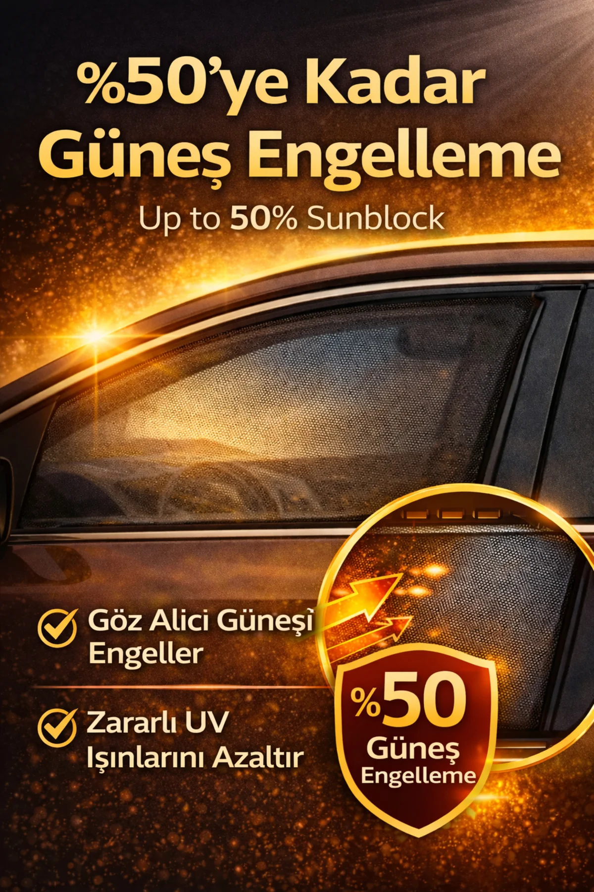 Kia Rio 2000-2005 Sedan Uyumlu Yan Cam Güneşliği Ön veya Arka