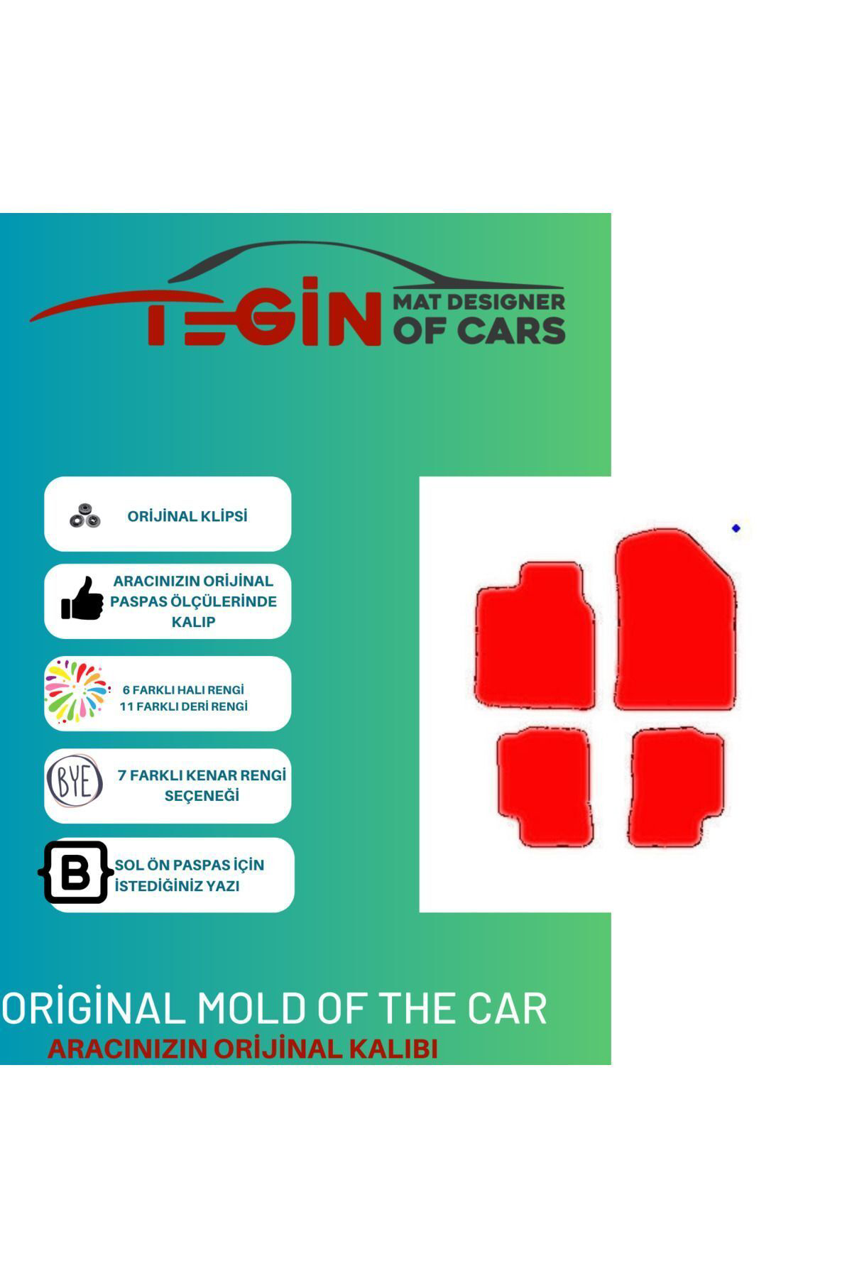 Kia Rio 2005-2011 2.jen Prime Siyah Mavi Deri Mavi Kenar Paspas P