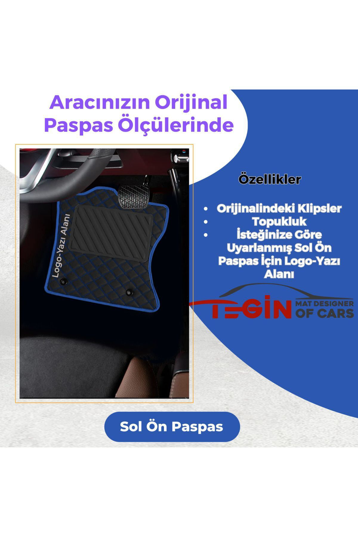 Kia Rio 2005-2011 2.jen Prime Siyah Mavi Deri Mavi Kenar Paspas P