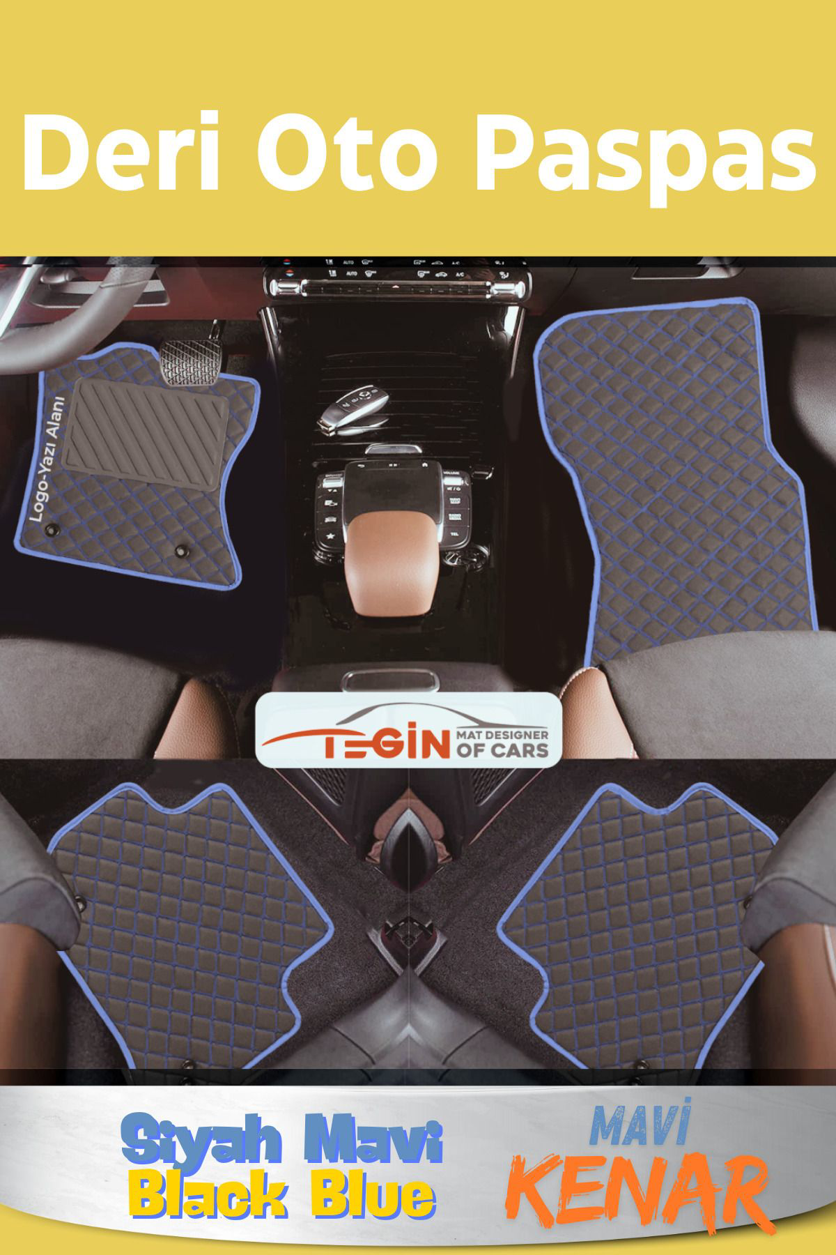 Kia Rio 2005-2011 2.jen Prime Siyah Mavi Deri Mavi Kenar Paspas P