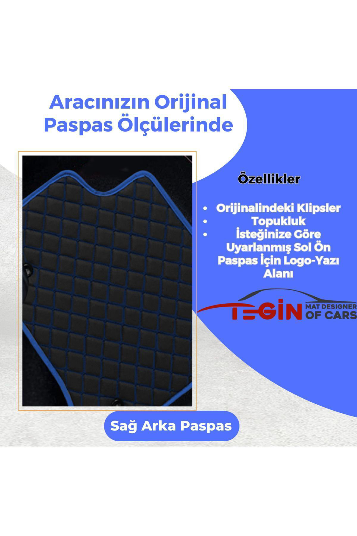 Kia Rio 2005-2011 2.jen Prime Siyah Mavi Deri Mavi Kenar Paspas P